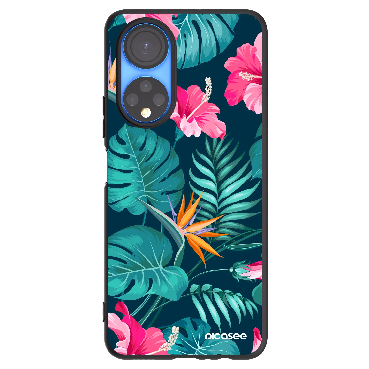 Picasee crna silikonska maskica za Honor X7 - Pink Monstera