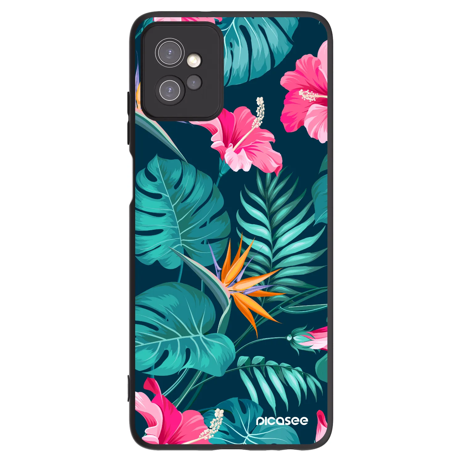 Picasee crna silikonska maskica za Motorola Moto G32 - Pink Monstera