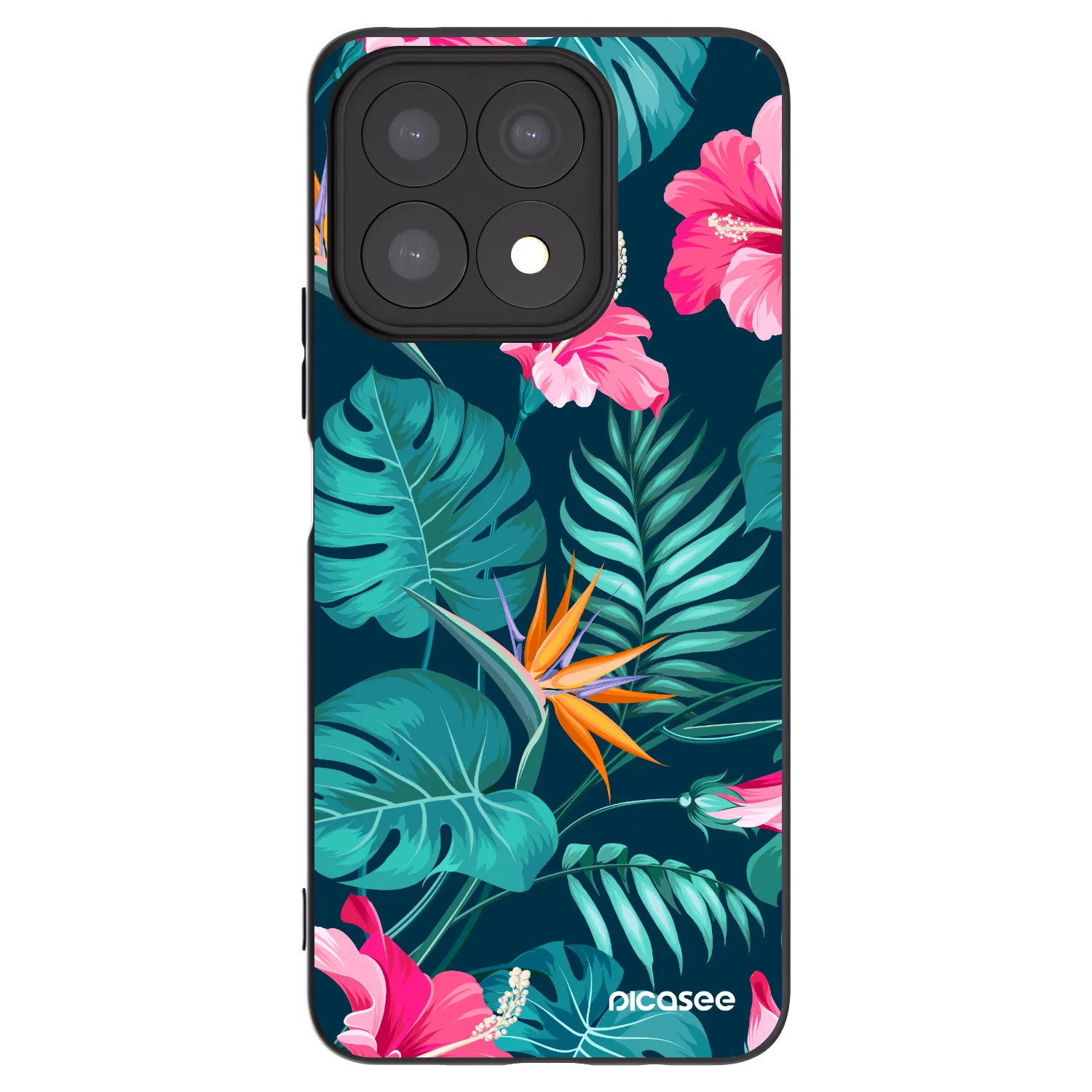 Picasee crna silikonska maskica za Honor X8a - Pink Monstera