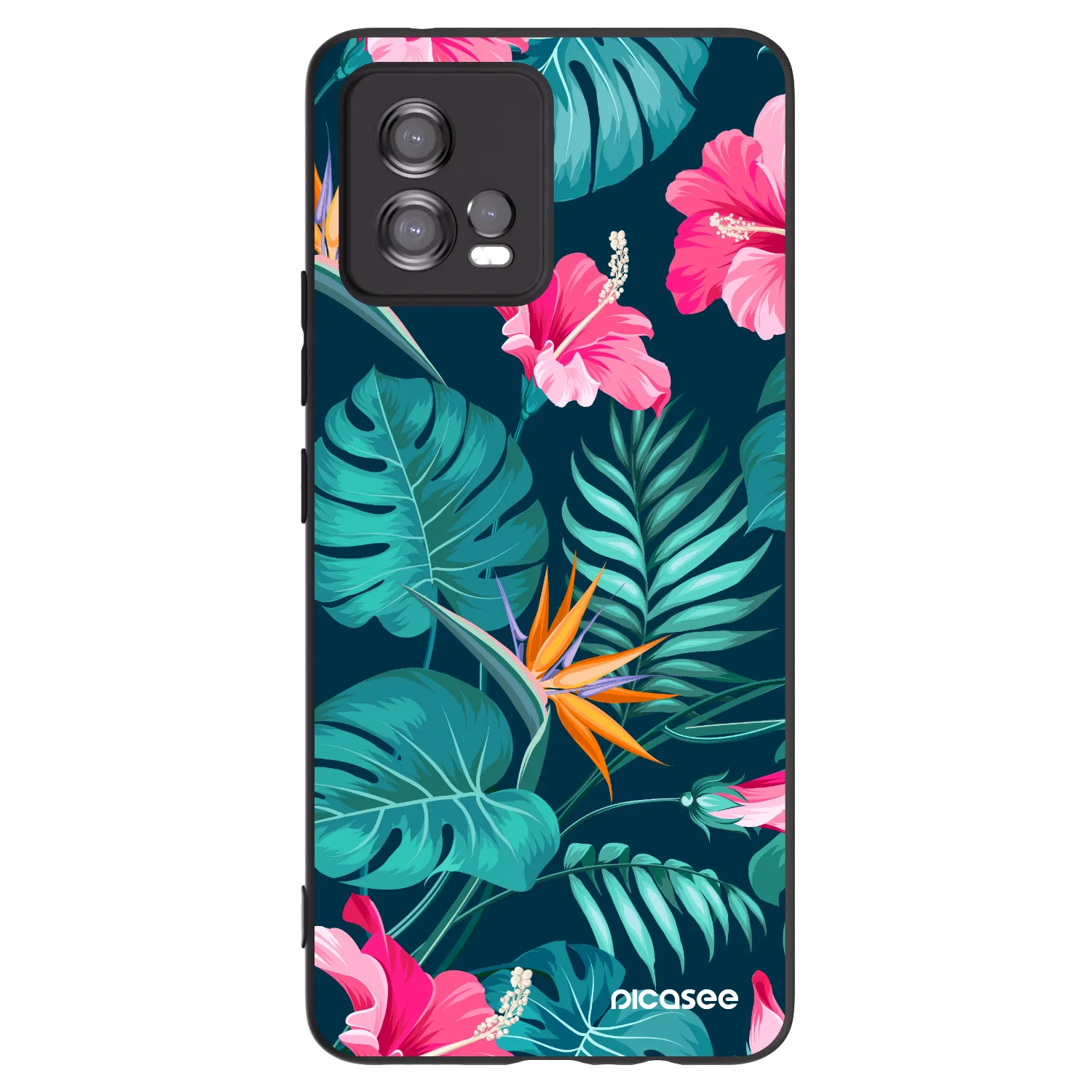 Picasee crna silikonska maskica za Motorola Moto G72 - Pink Monstera
