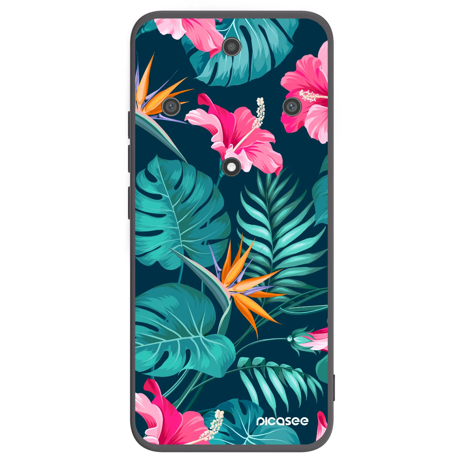 Picasee crna silikonska maskica za Honor Magic5 Lite 5G - Pink Monstera