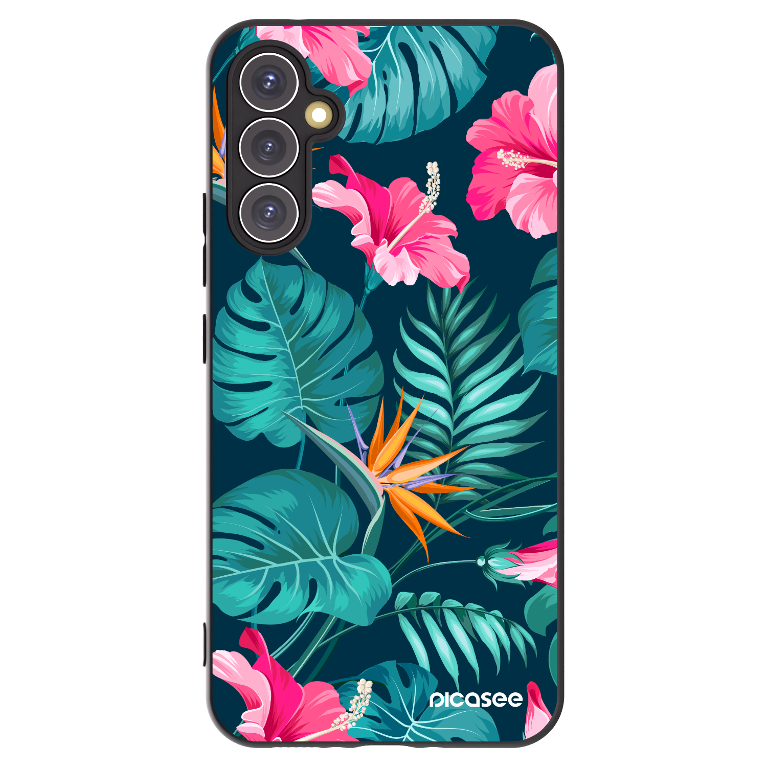 Picasee crna silikonska maskica za Samsung Galaxy A34 5G A346B - Pink Monstera