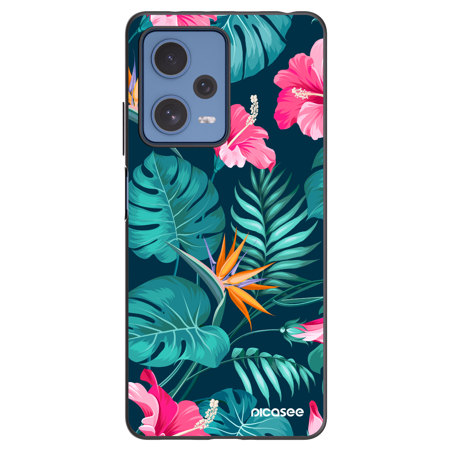 Picasee crna silikonska maskica za Xiaomi Redmi Note 12 Pro 5G - Pink Monstera