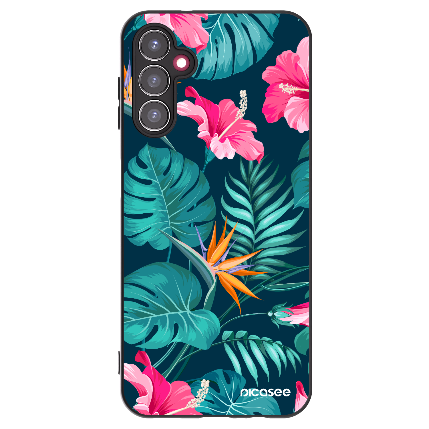 Picasee crna silikonska maskica za Samsung Galaxy A14 4G A145R - Pink Monstera