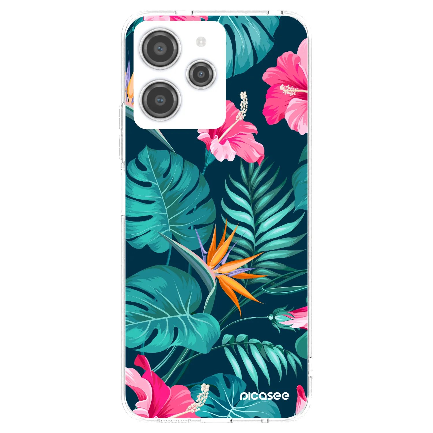 Picasee silikonska prozirna maskica za Xiaomi Redmi 12 4G - Pink Monstera
