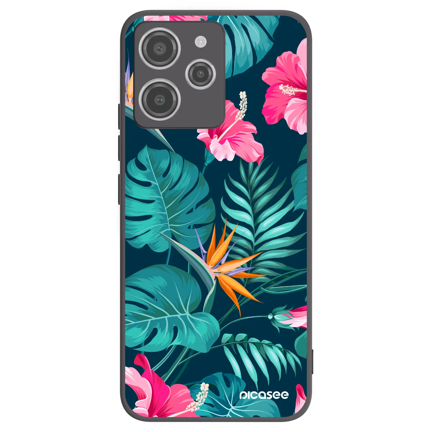 Picasee crna silikonska maskica za Xiaomi Redmi 12 4G - Pink Monstera