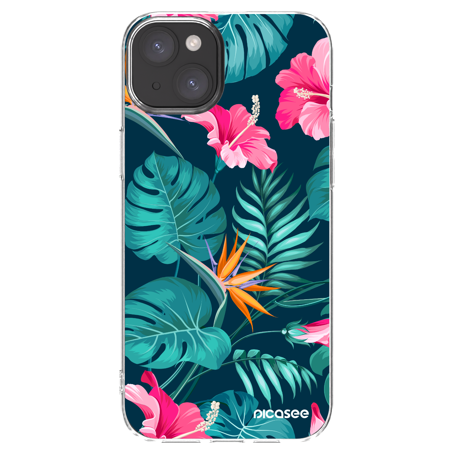 Picasee silikonska prozirna maskica za Apple iPhone 15 Plus - Pink Monstera