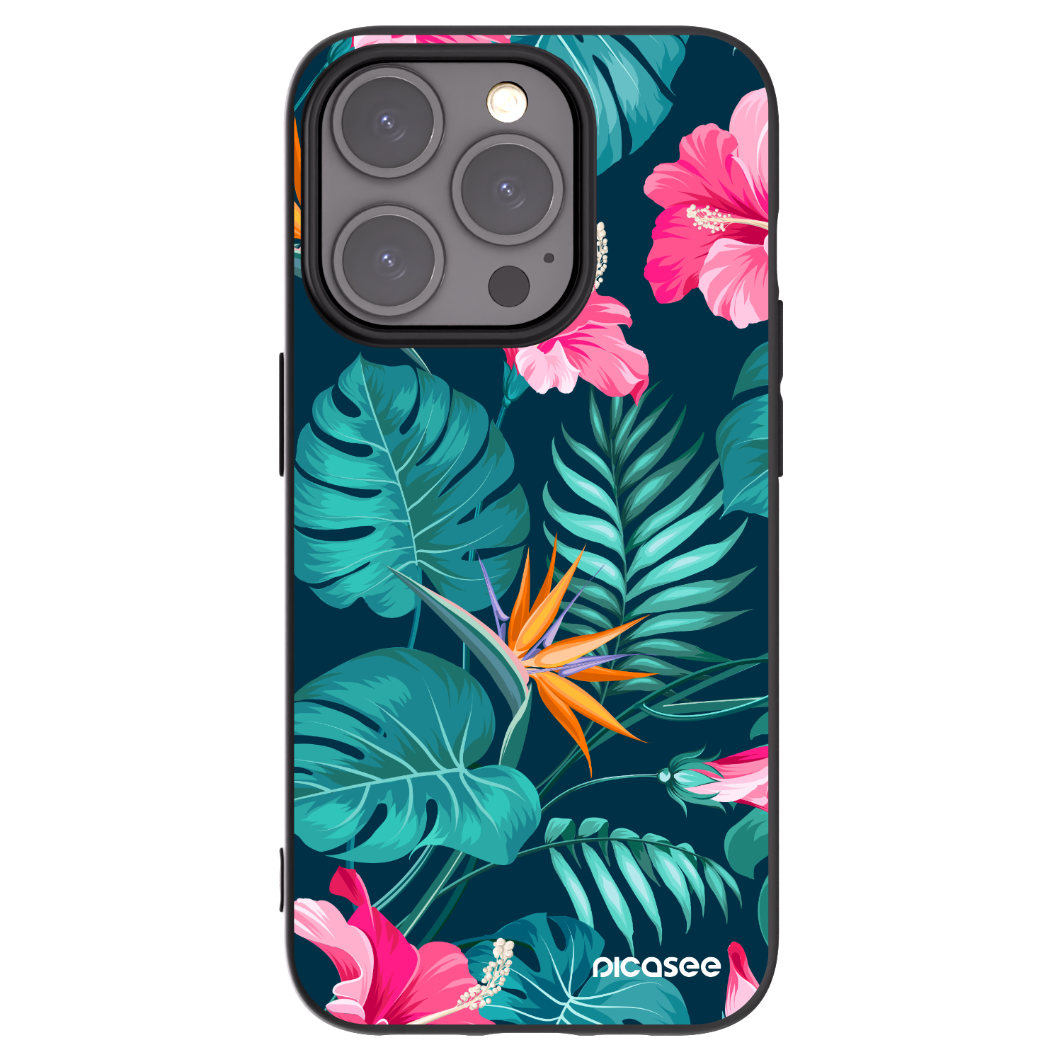 Picasee crna silikonska maskica za Apple iPhone 15 Pro - Pink Monstera