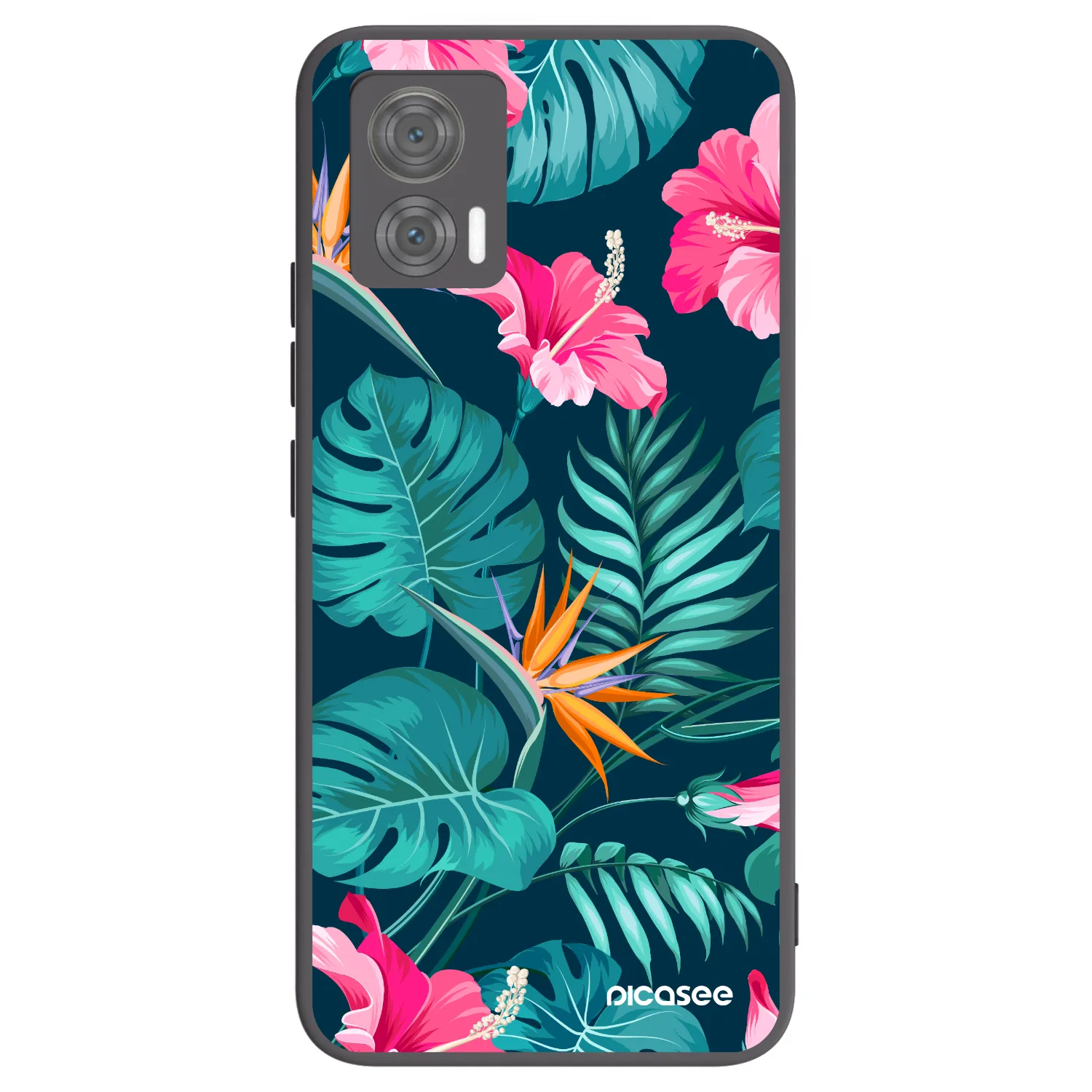 Picasee crna silikonska maskica za Motorola Edge 30 Neo - Pink Monstera