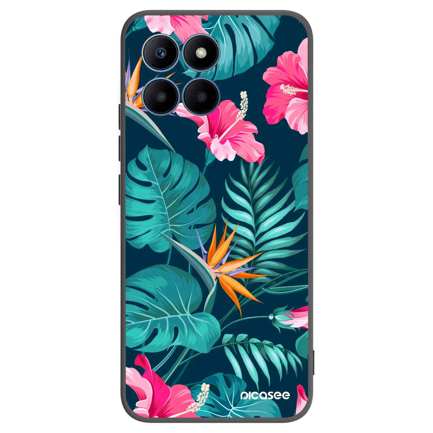 Picasee crna silikonska maskica za Honor 70 Lite - Pink Monstera