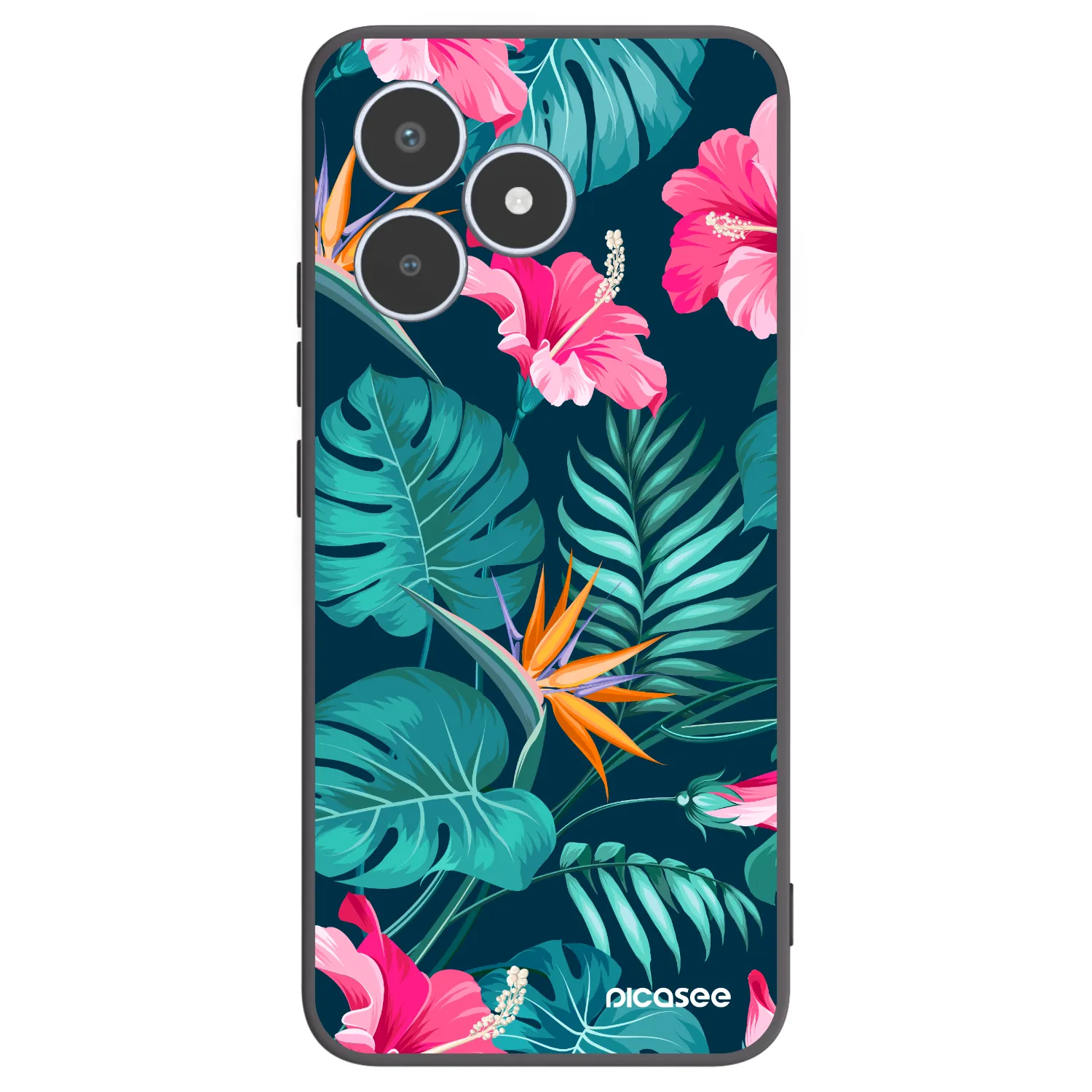 Picasee crna silikonska maskica za Realme C53 - Pink Monstera