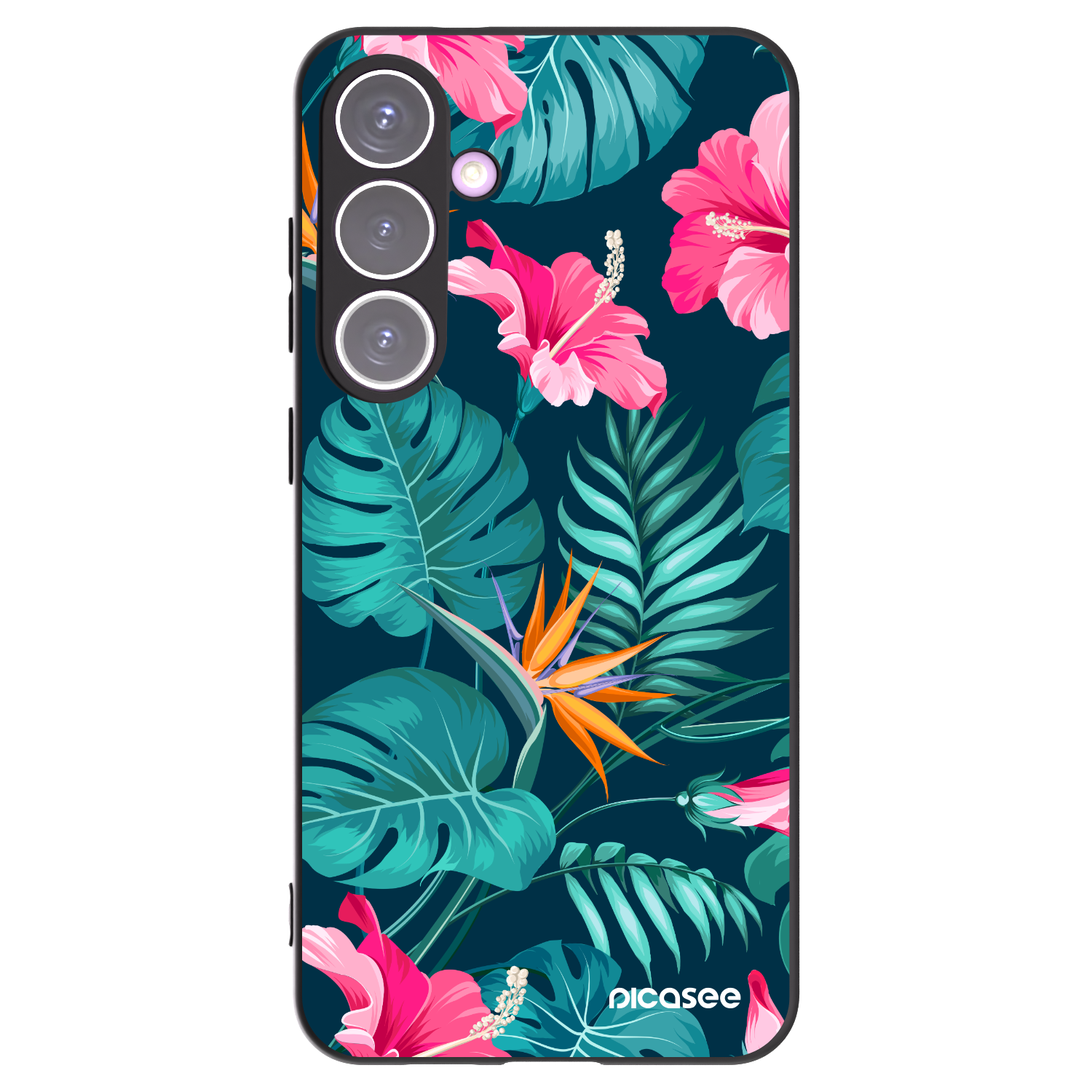 Picasee crna silikonska maskica za Samsung Galaxy S24+ S926B 5G - Pink Monstera