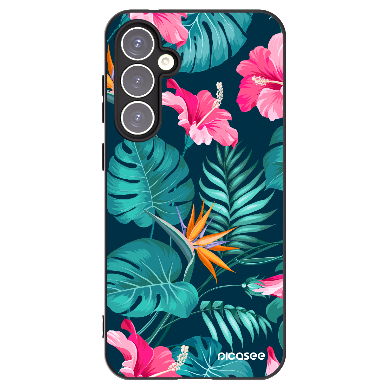 Picasee crna silikonska maskica za Samsung Galaxy S23 FE S711B - Pink Monstera