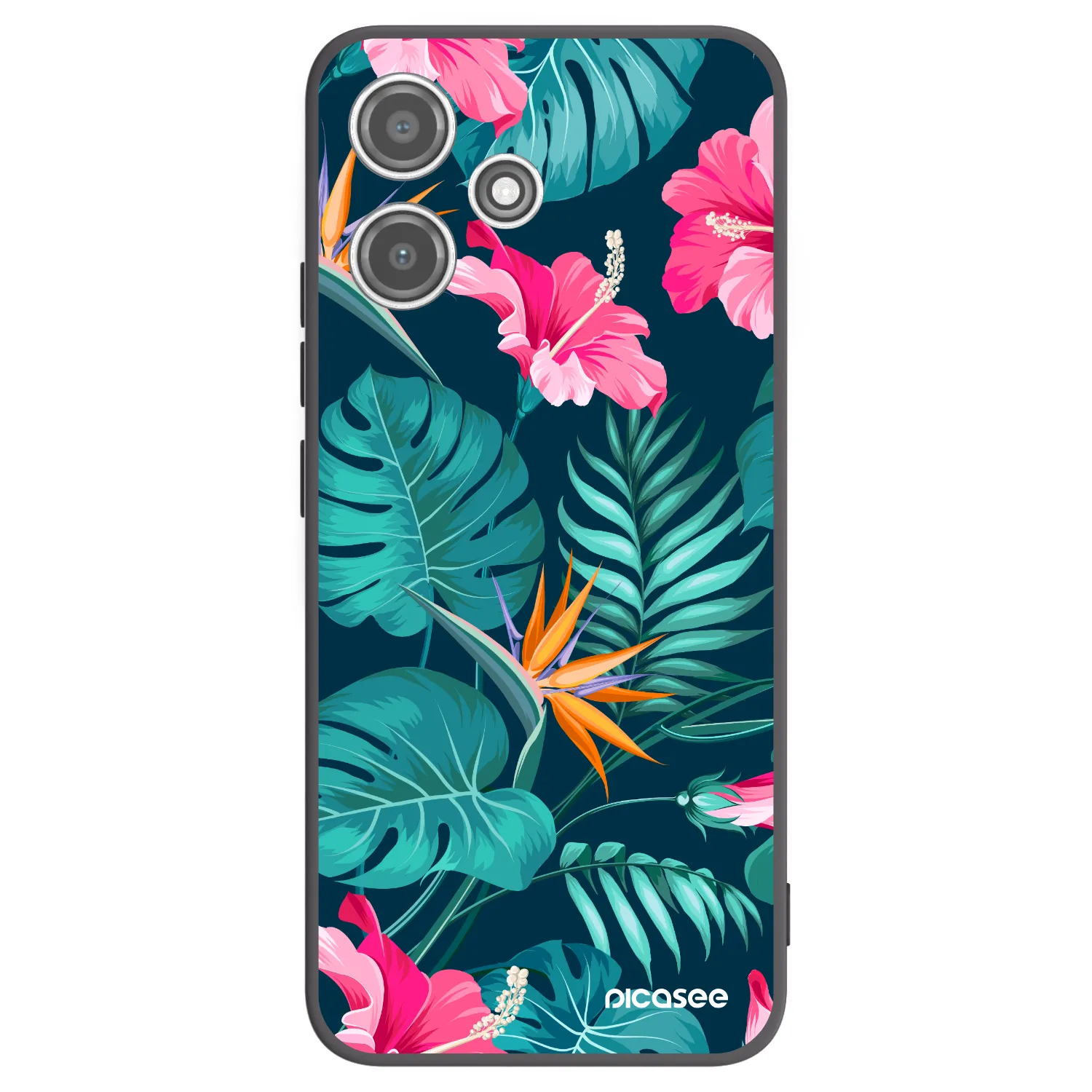 Picasee crna silikonska maskica za Xiaomi Redmi 12 5G - Pink Monstera
