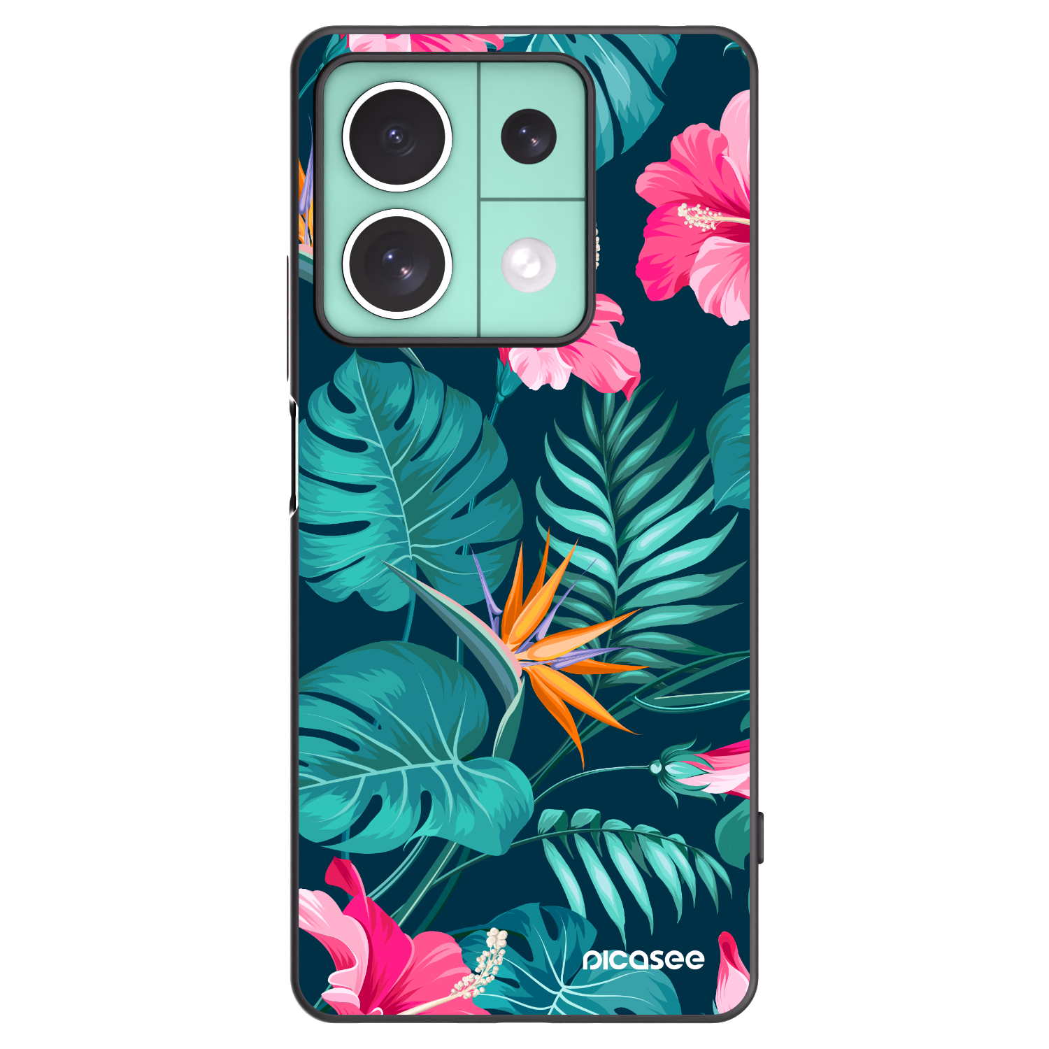 Picasee crna silikonska maskica za Xiaomi Redmi Note 13 5G - Pink Monstera