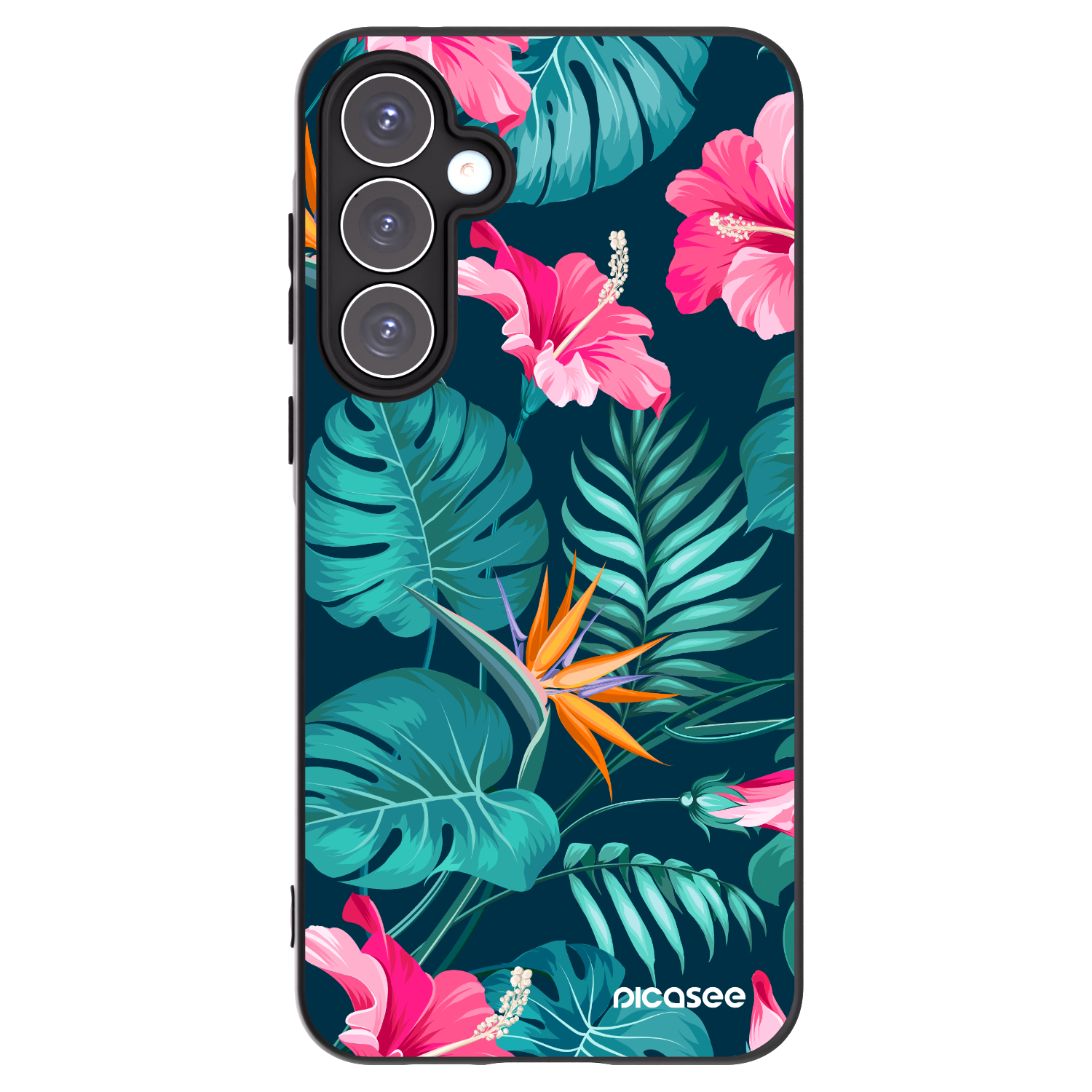Picasee crna silikonska maskica za Samsung Galaxy A55 5G A556B - Pink Monstera