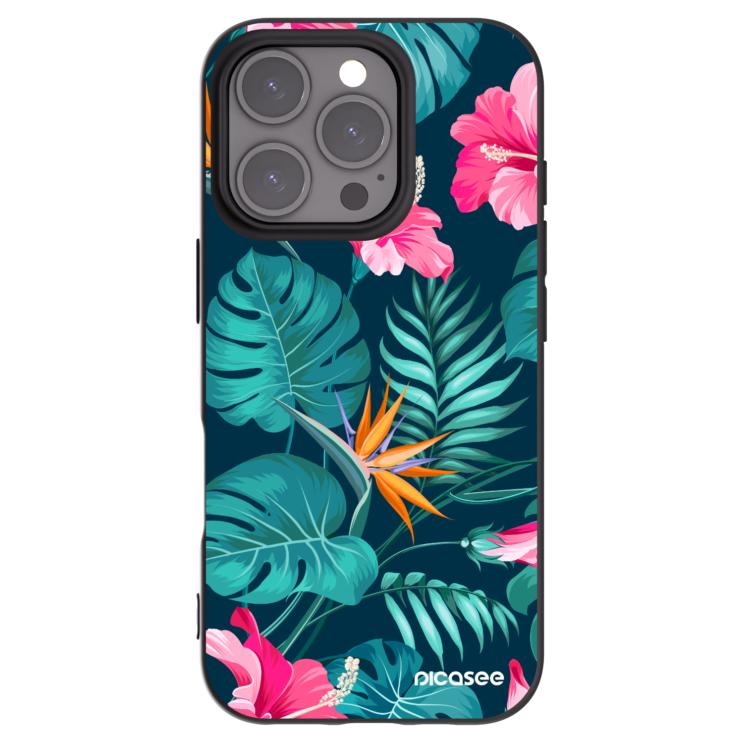 Picasee crna silikonska maskica za Apple iPhone 16 Pro - Pink Monstera