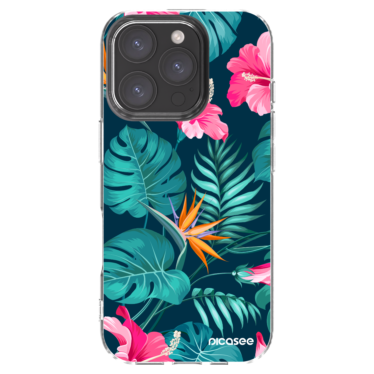 Picasee silikonska prozirna maskica za Apple iPhone 16 Pro - Pink Monstera