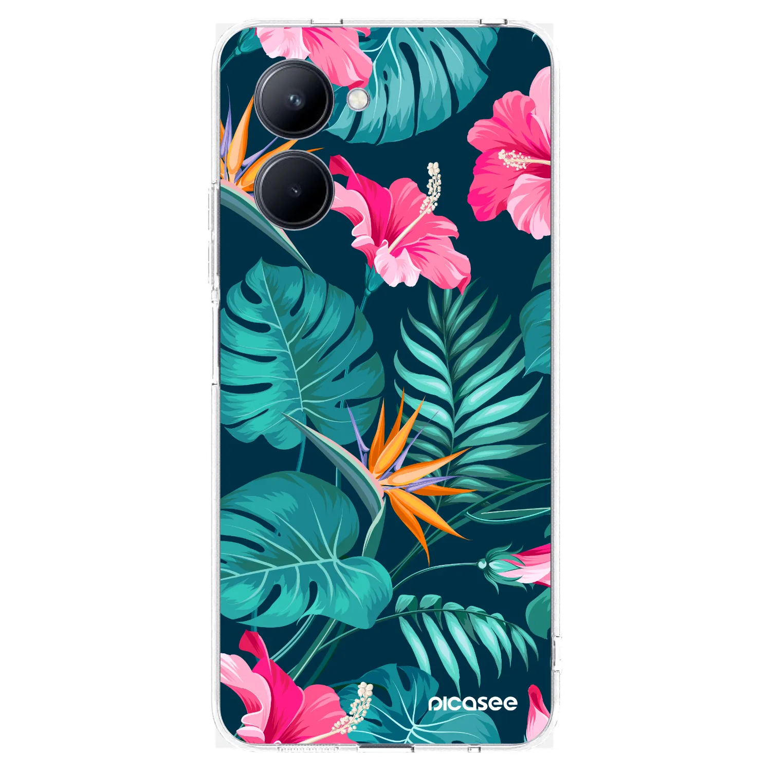 Picasee silikonska prozirna maskica za Realme C33 (2023) - Pink Monstera