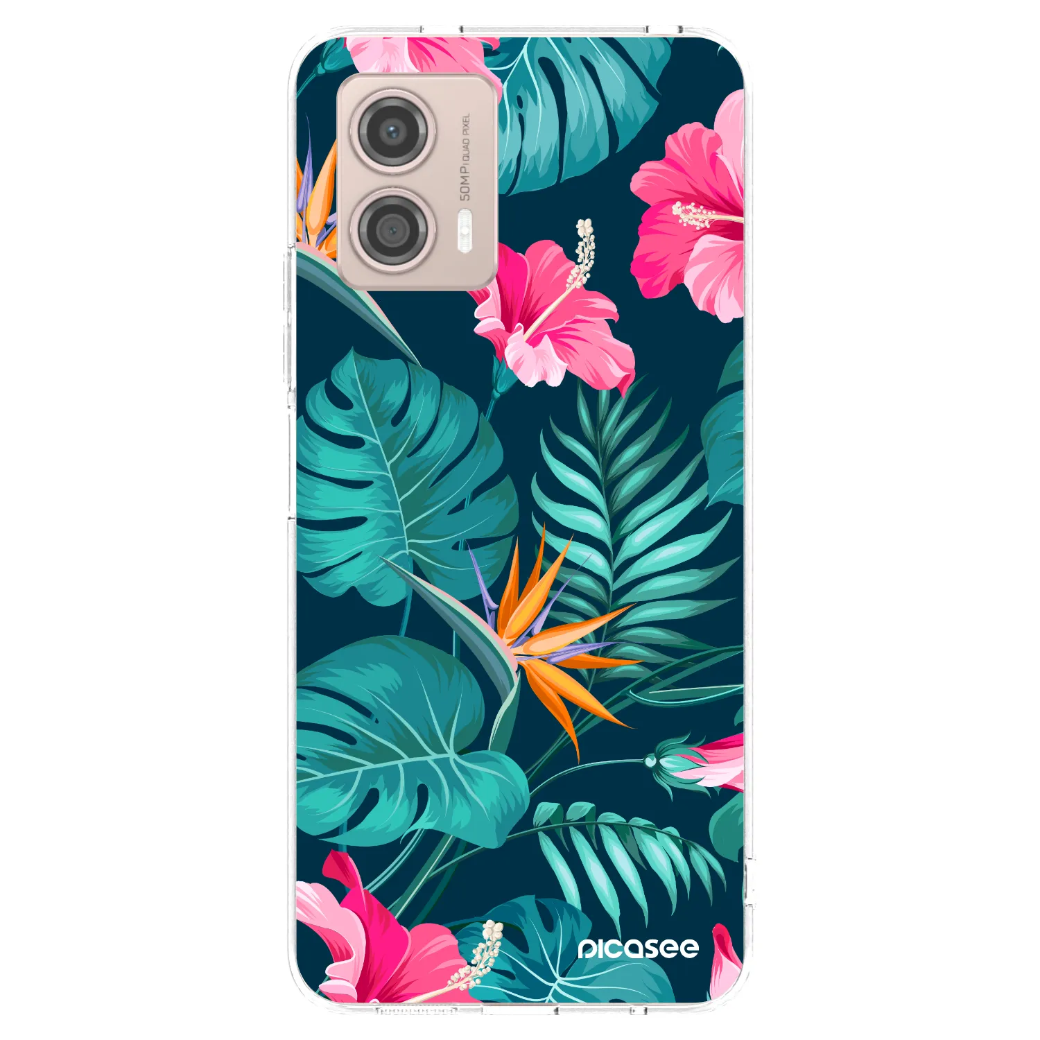 Picasee silikonska prozirna maskica za Motorola Moto G53 5G - Pink Monstera