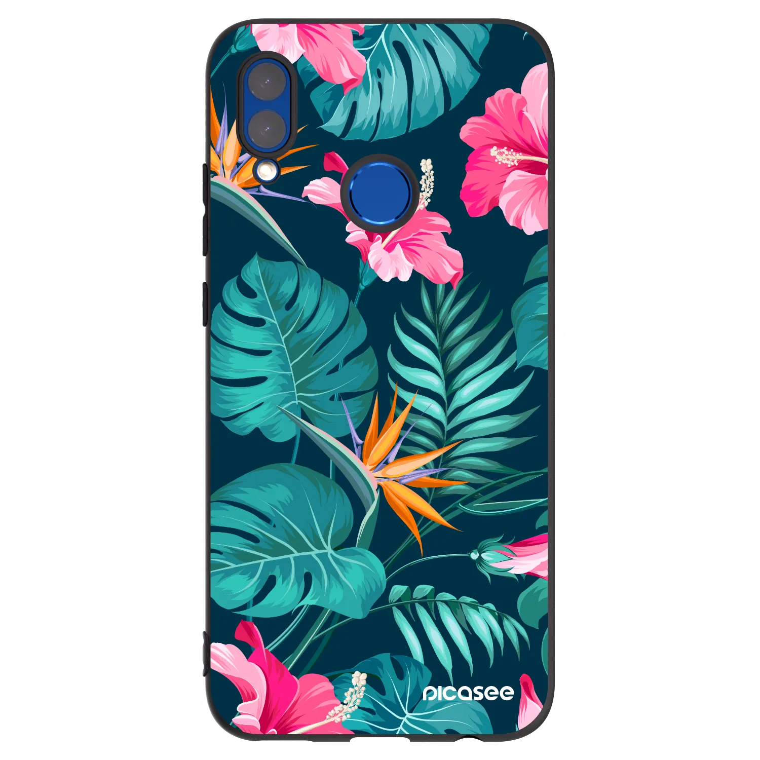Picasee crna silikonska maskica za Honor 10 Lite - Pink Monstera