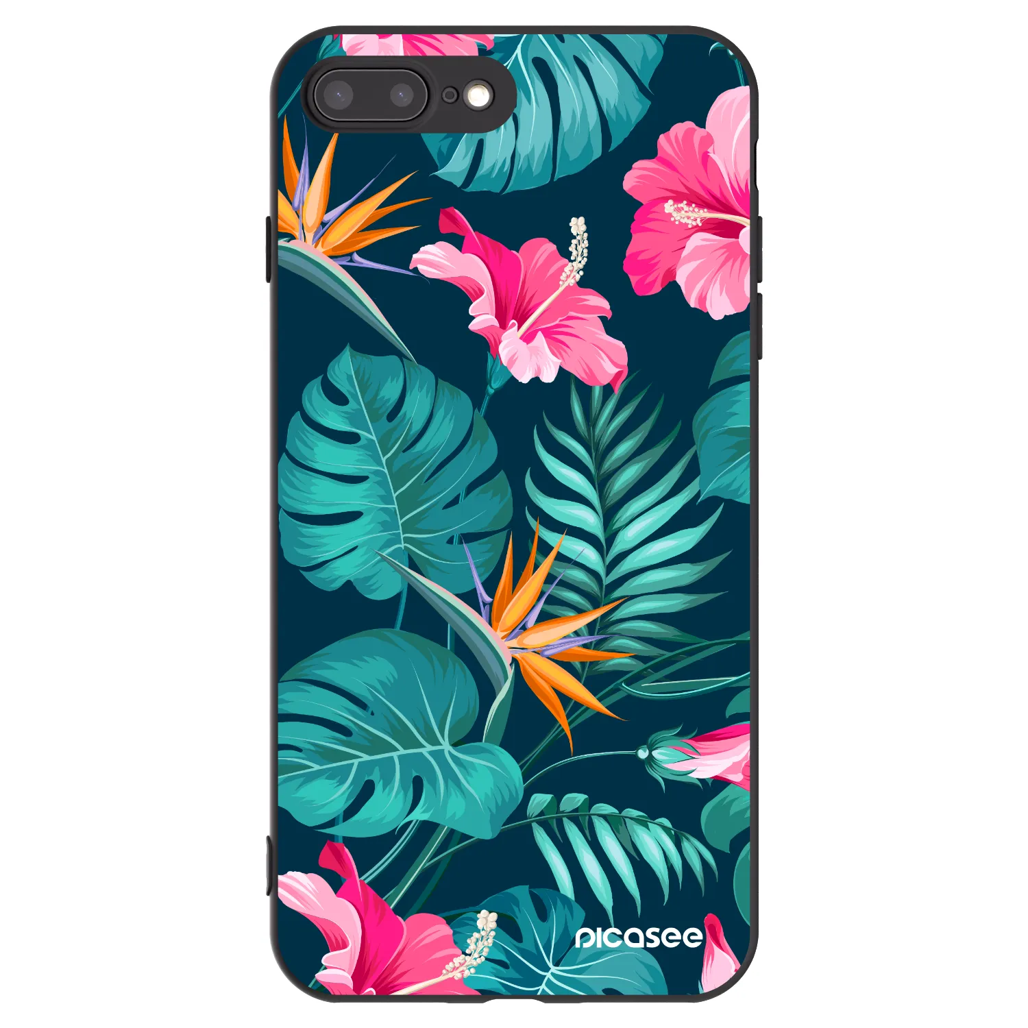 Picasee crna silikonska maskica za Apple iPhone 8 Plus - Pink Monstera