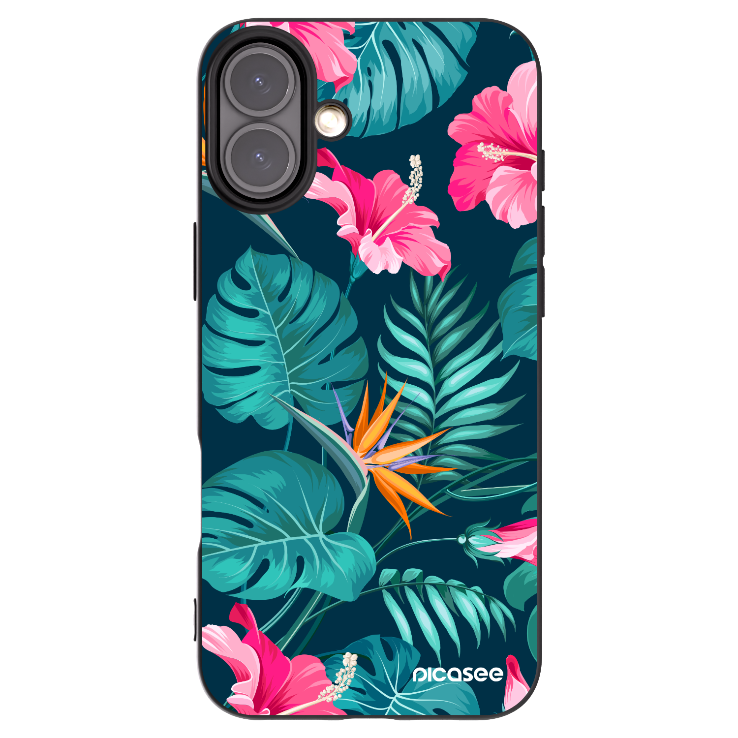 Picasee crna silikonska maskica za Apple iPhone 16 Plus - Pink Monstera