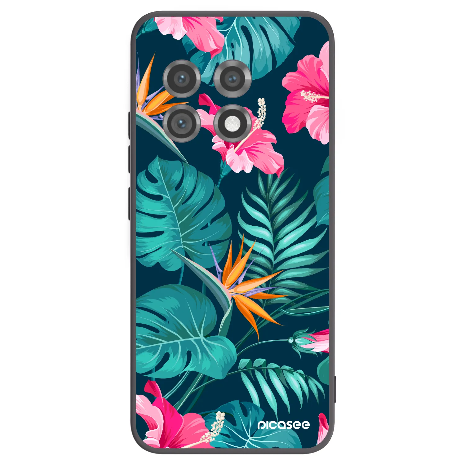 Picasee crna silikonska maskica za OnePlus 11 5G - Pink Monstera