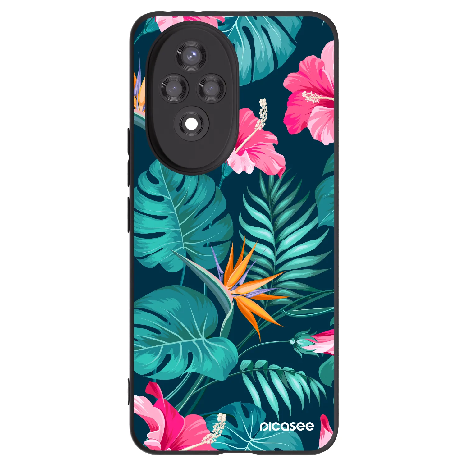 Picasee crna silikonska maskica za Honor 200 Pro 5G - Pink Monstera