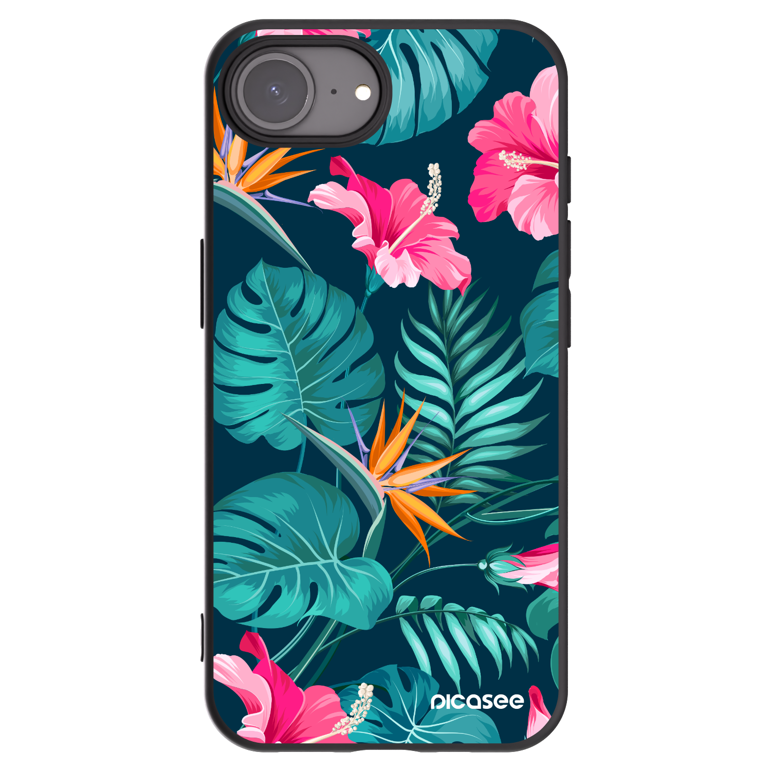 Picasee crna silikonska maskica za Apple iPhone 16e - Pink Monstera