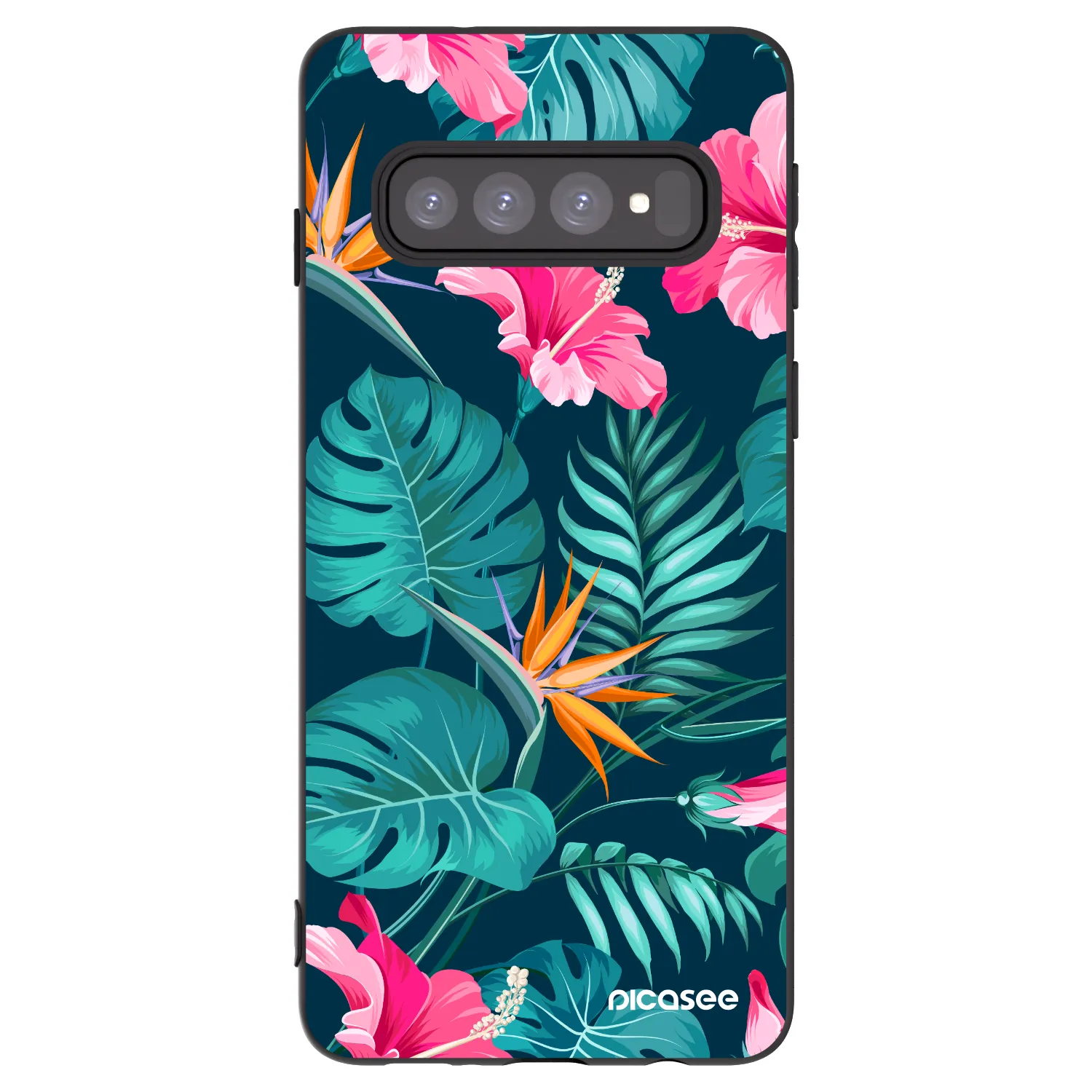 Picasee crna silikonska maskica za Samsung Galaxy S10 G973 - Pink Monstera
