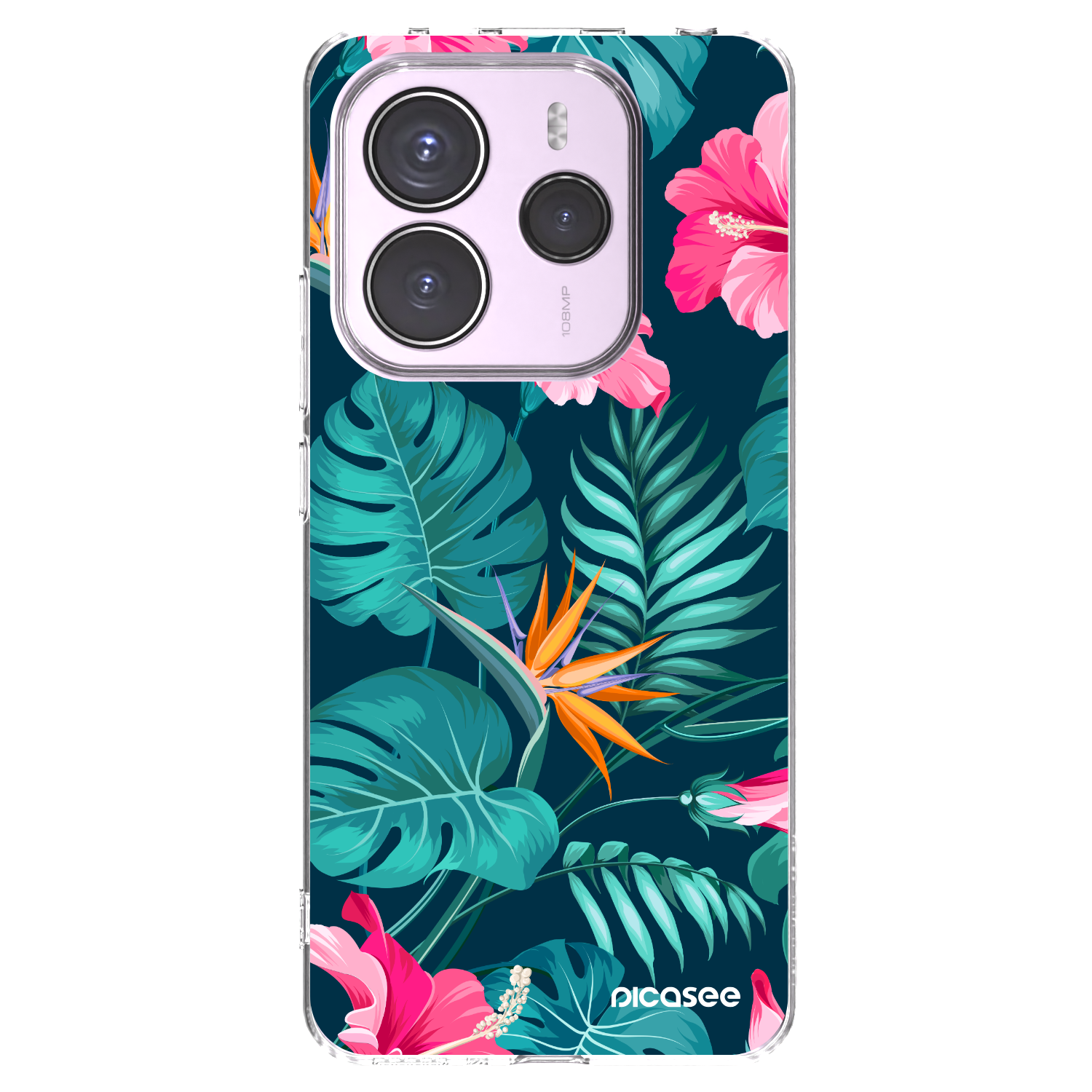 Picasee silikonska prozirna maskica za Xiaomi Redmi Note 14 5G - Pink Monstera