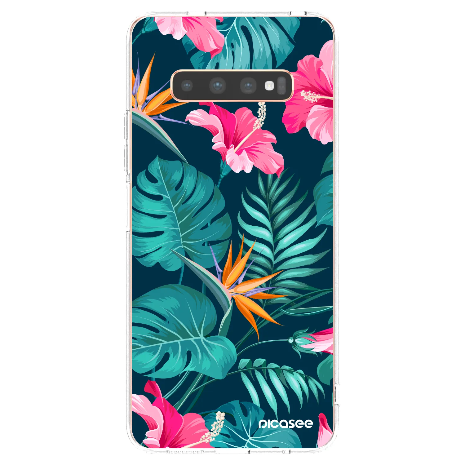 Picasee silikonska prozirna maskica za Samsung Galaxy S10 Plus G975 - Pink Monstera