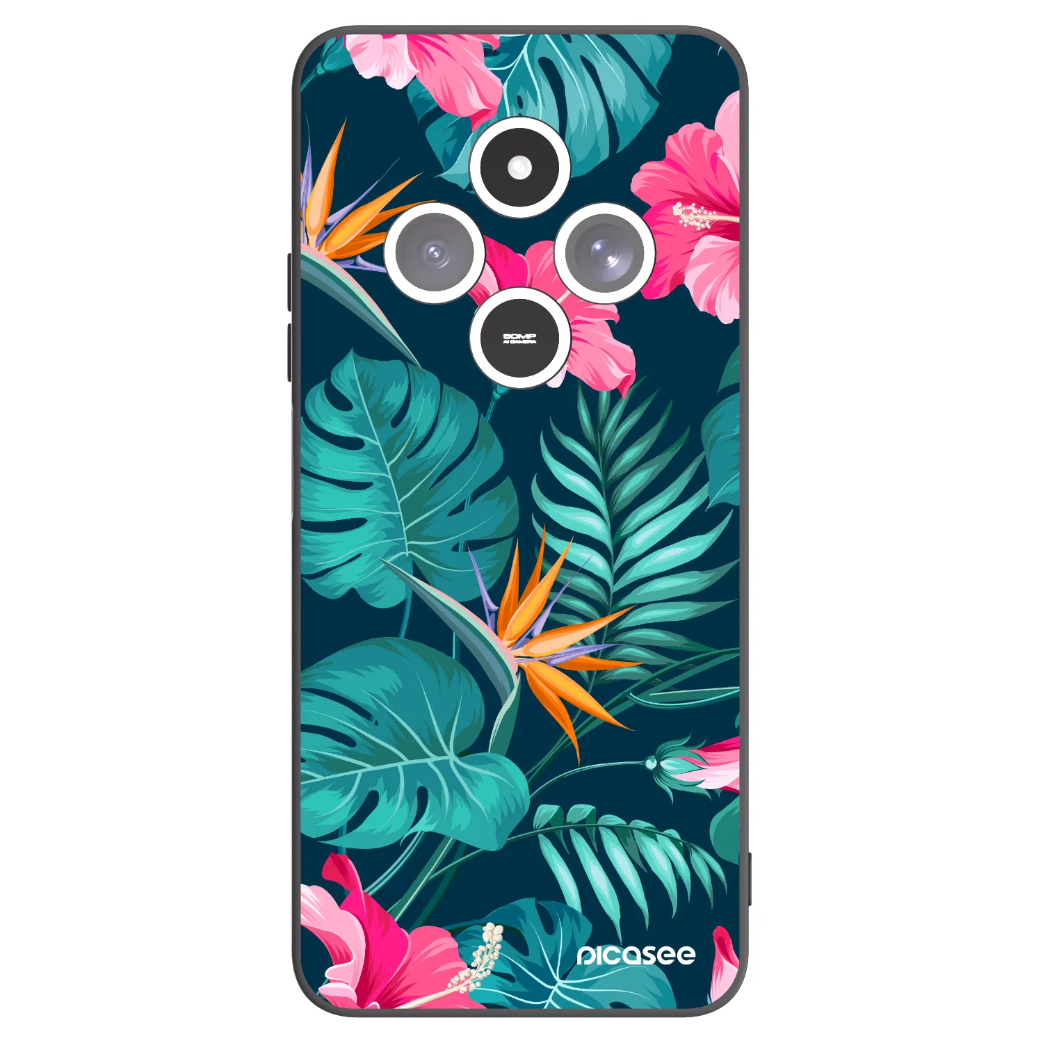 Picasee crna silikonska maskica za Xiaomi Redmi 14C - Pink Monstera