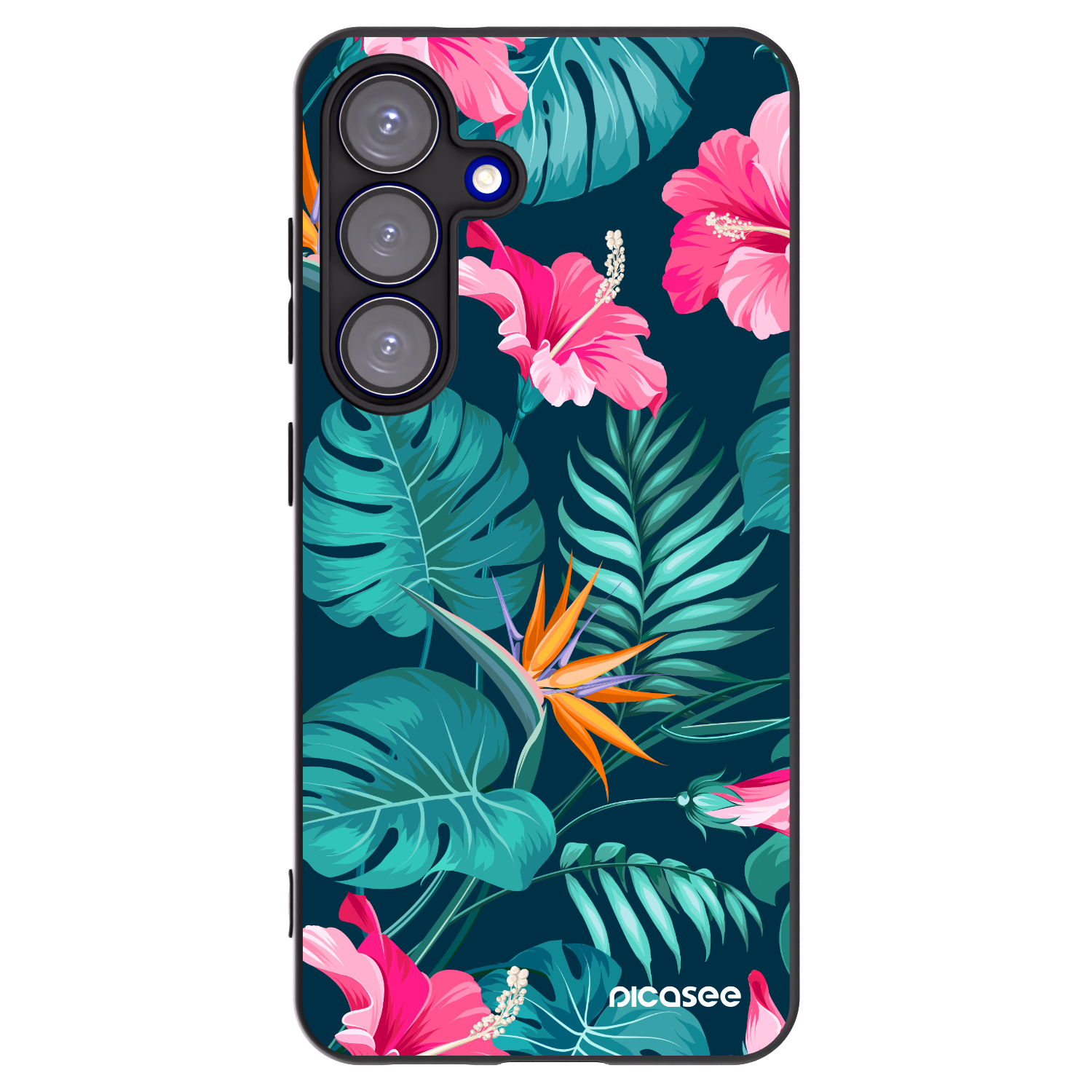 Picasee crna silikonska maskica za Samsung Galaxy S25 5G - Pink Monstera