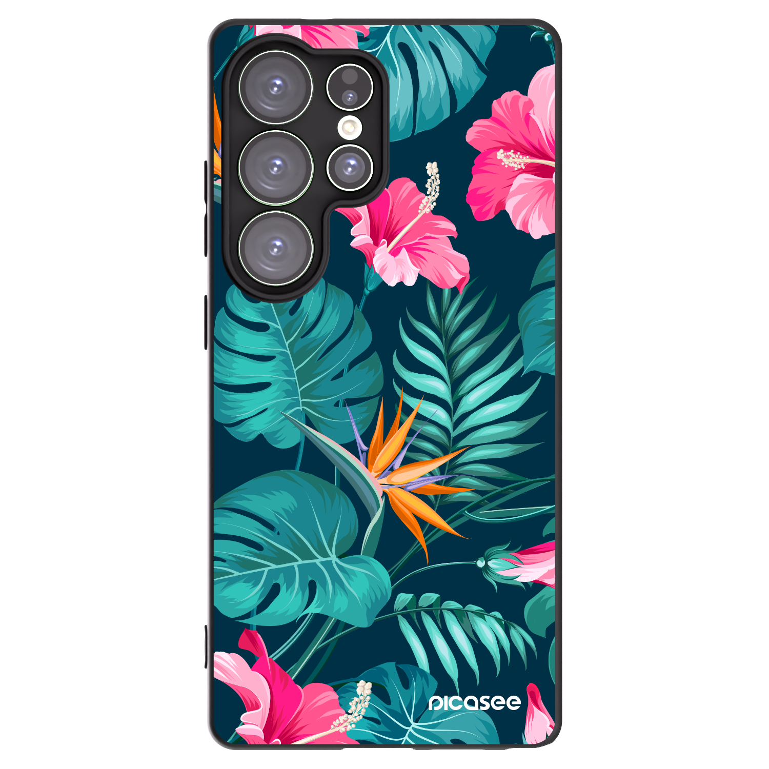 Picasee crna silikonska maskica za Samsung Galaxy S25 Ultra 5G - Pink Monstera