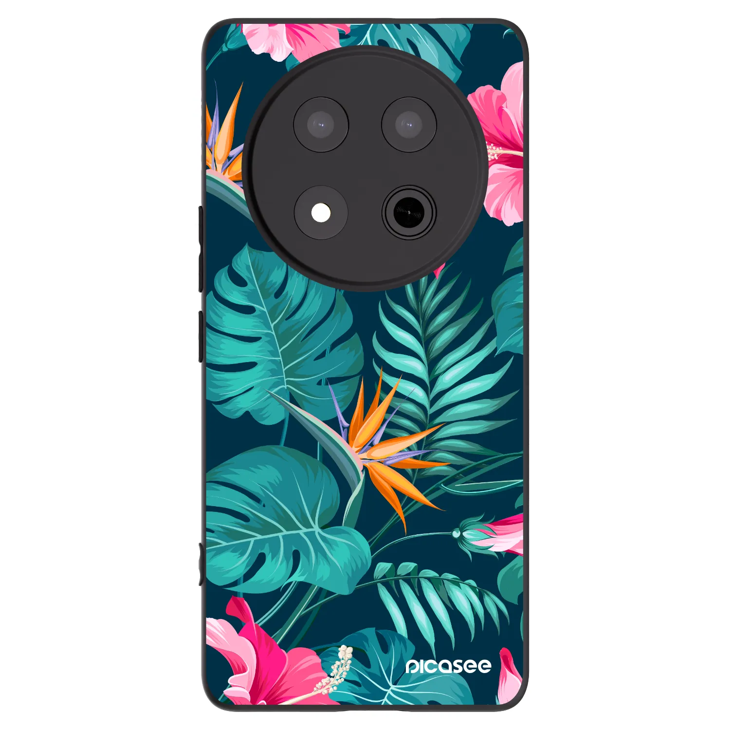 Picasee crna silikonska maskica za Honor Magic7 Lite 5G - Pink Monstera