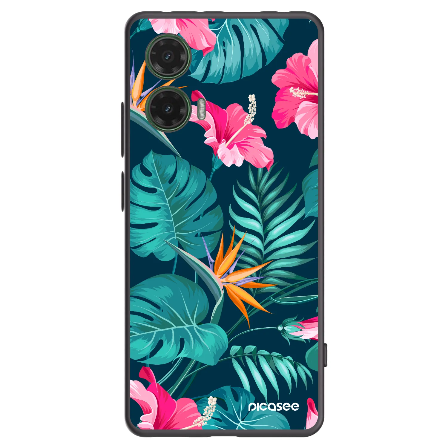 Picasee crna silikonska maskica za Motorola Moto G35 5G - Pink Monstera