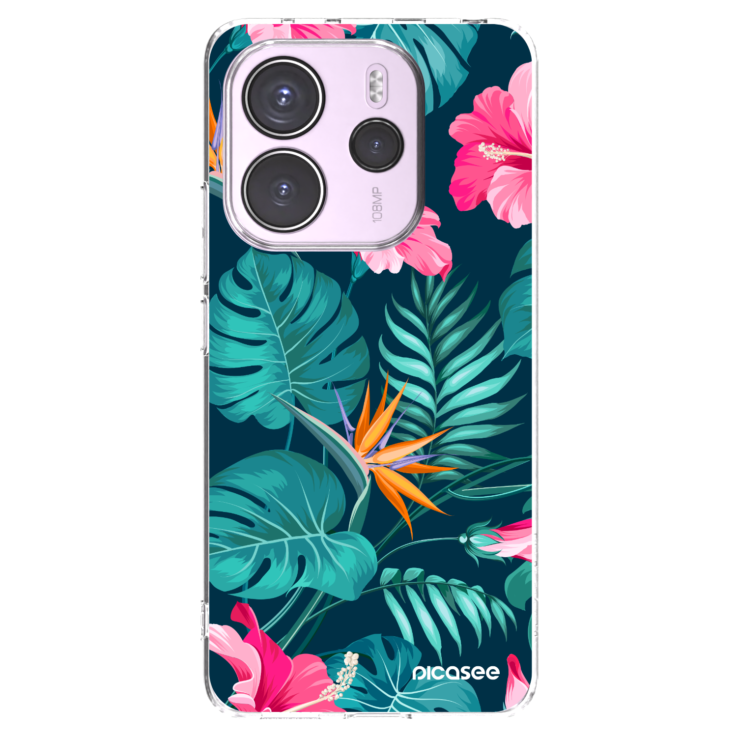 Picasee silikonska prozirna maskica za Xiaomi Redmi Note 14 4G - Pink Monstera