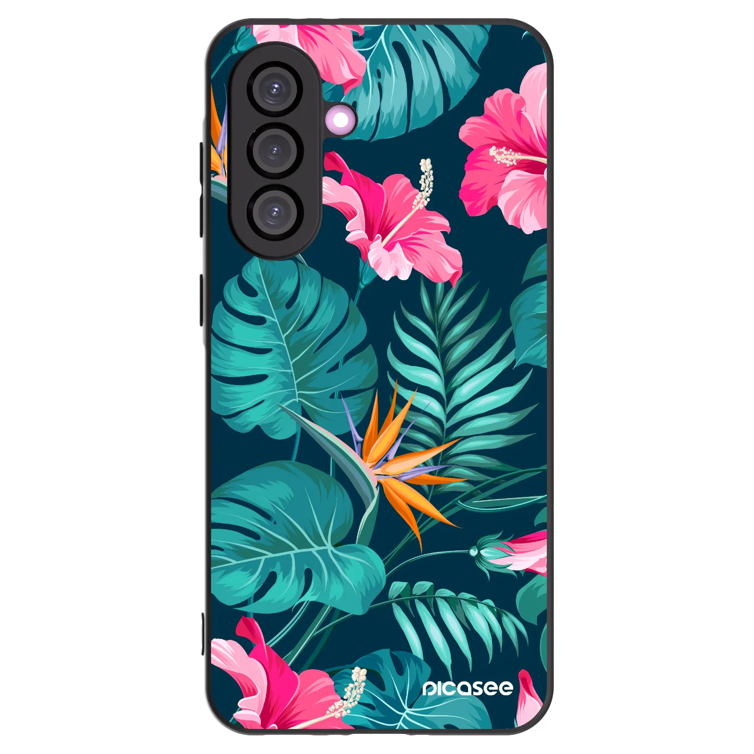 Picasee crna silikonska maskica za Samsung Galaxy A56 5G A566B - Pink Monstera