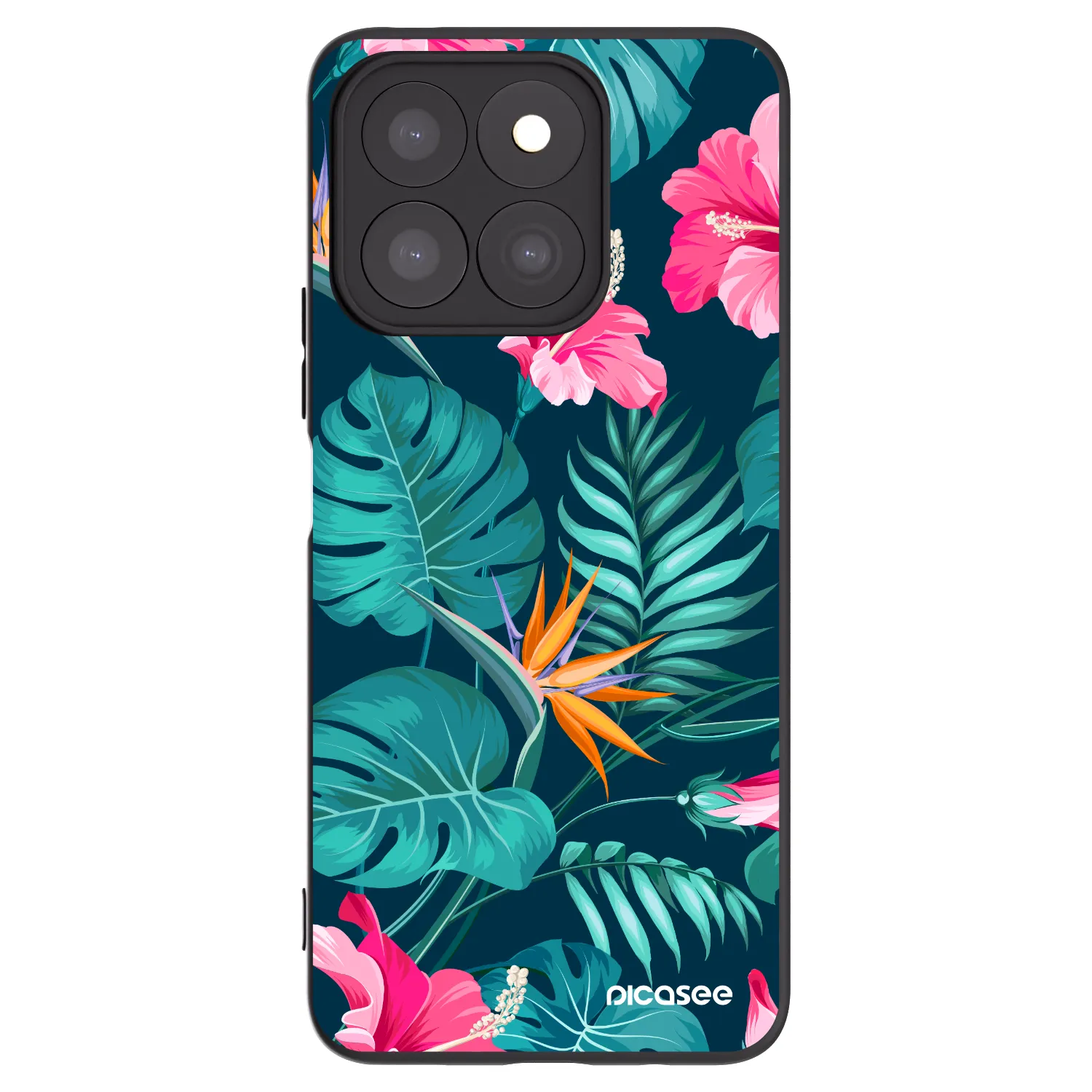 Picasee crna silikonska maskica za Honor X8c - Pink Monstera