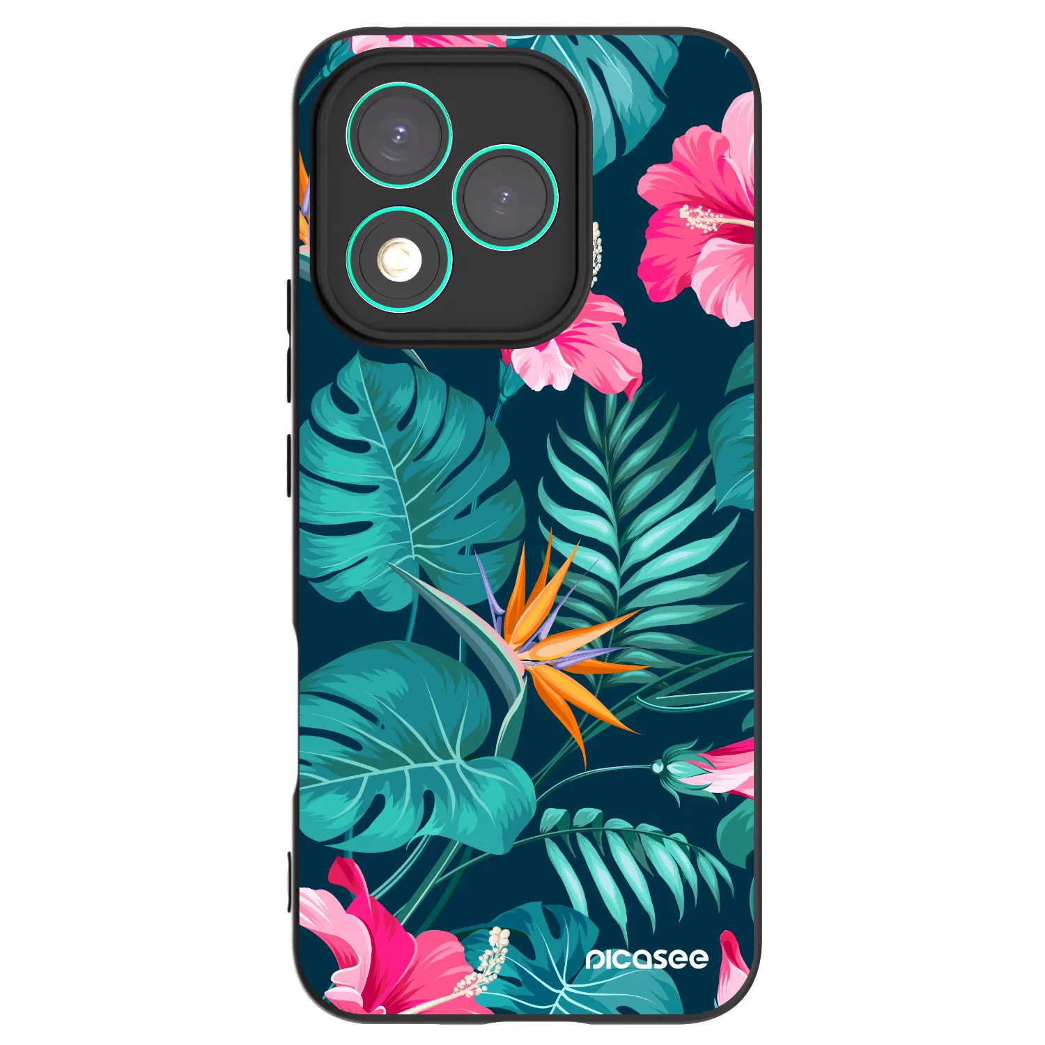 Picasee crna silikonska maskica za Honor 400 Lite 5G - Pink Monstera