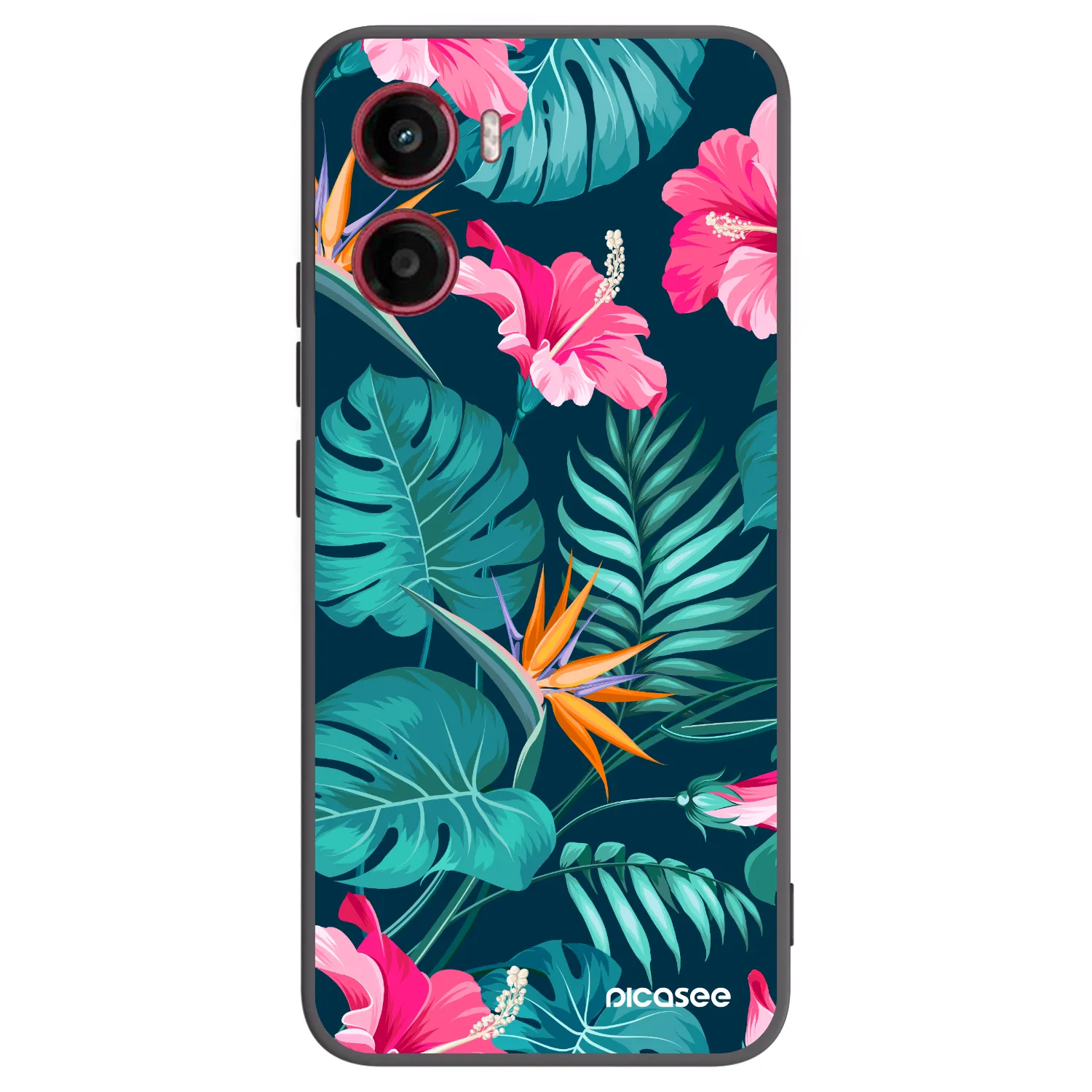 Picasee crna silikonska maskica za Motorola Moto G05 - Pink Monstera