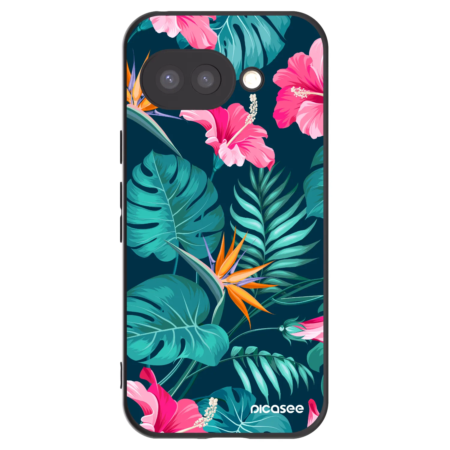 Picasee crna silikonska maskica za Google Pixel 9a - Pink Monstera
