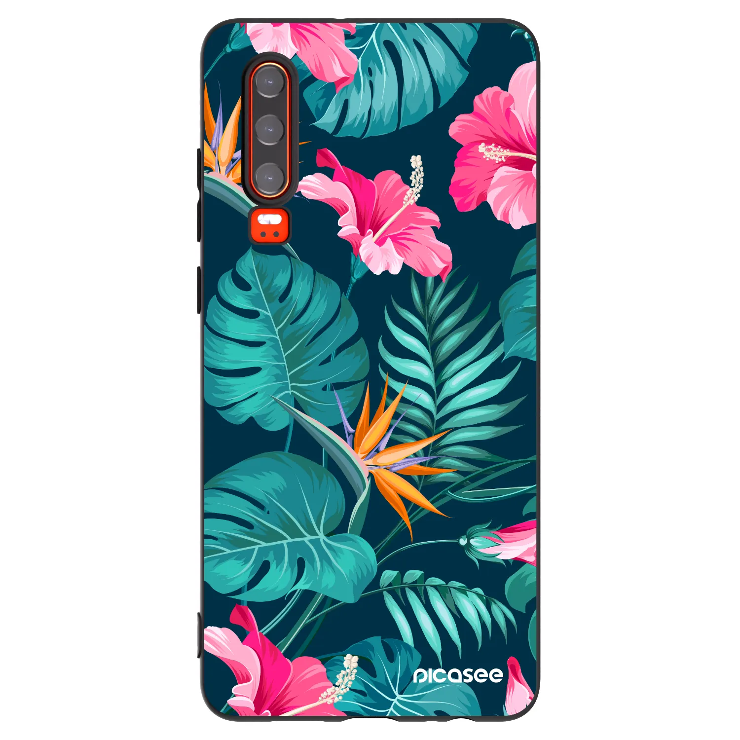 Picasee crna silikonska maskica za Huawei P30 - Pink Monstera