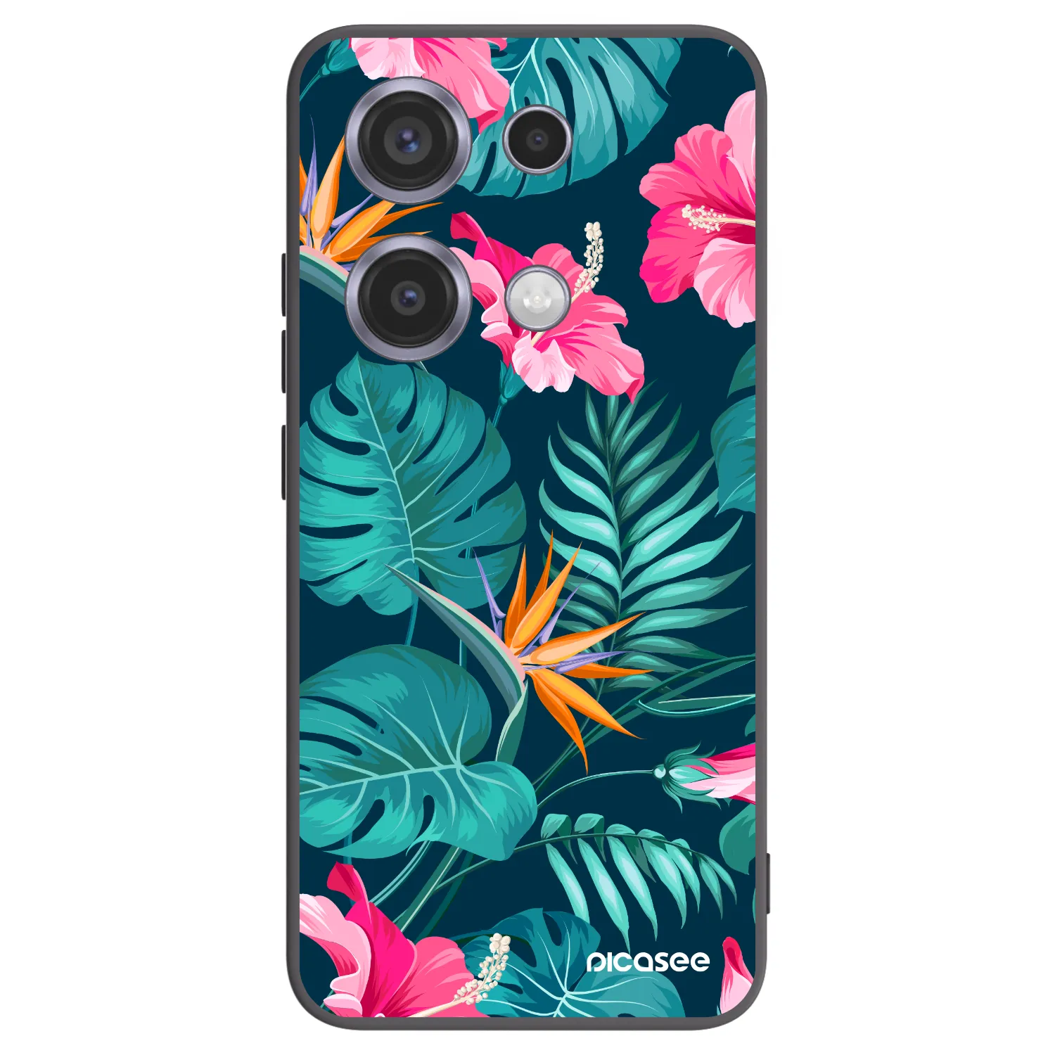 Picasee crna silikonska maskica za Xiaomi Redmi Note 14S - Pink Monstera