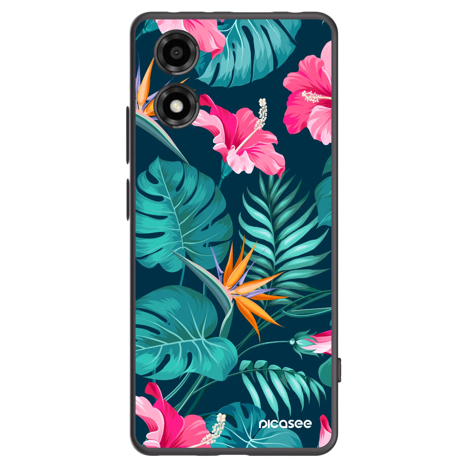 Picasee crna silikonska maskica za Motorola Moto E14 - Pink Monstera