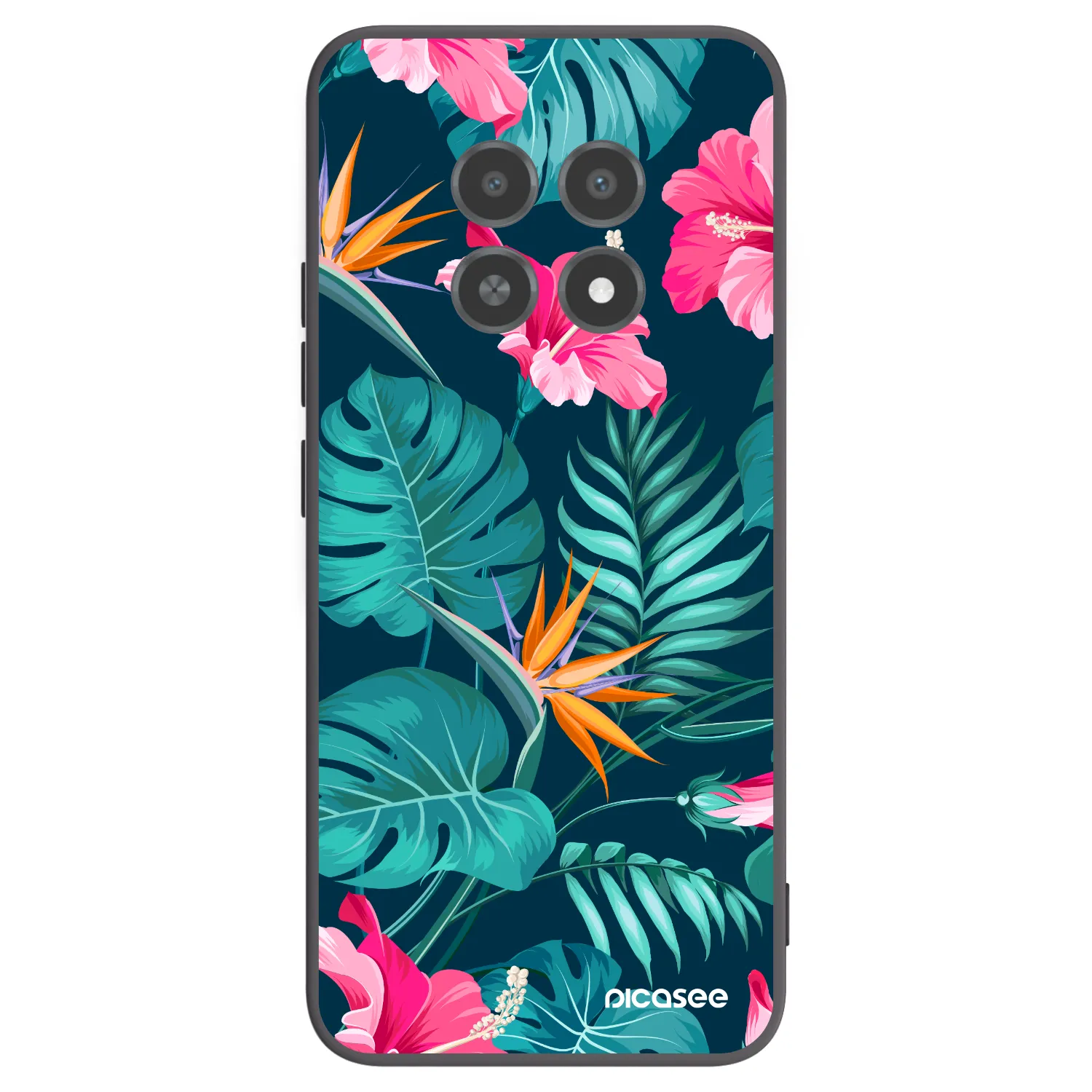 Picasee crna silikonska maskica za Realme 12X - Pink Monstera