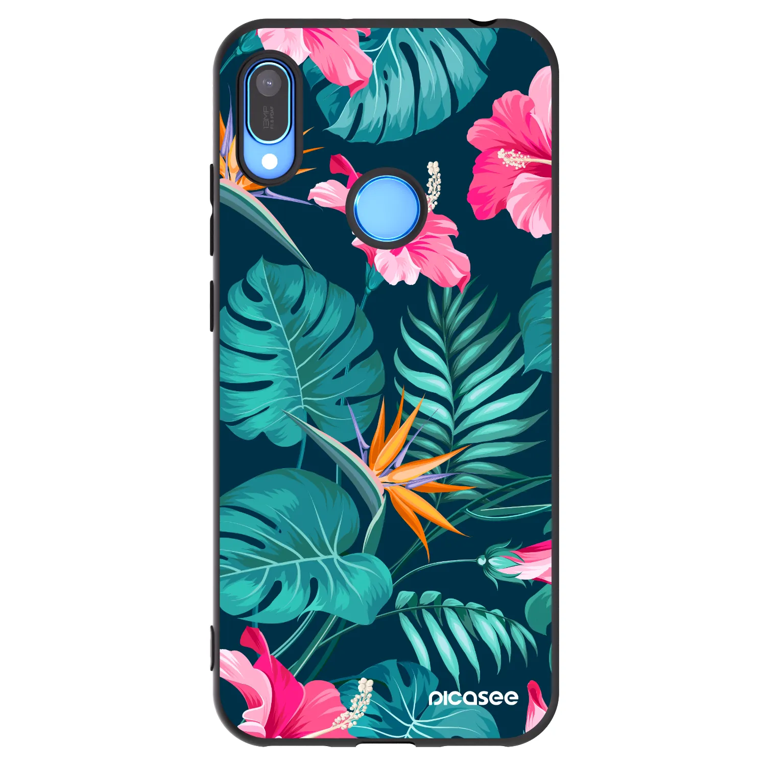 Picasee crna silikonska maskica za Huawei Y6 2019 - Pink Monstera