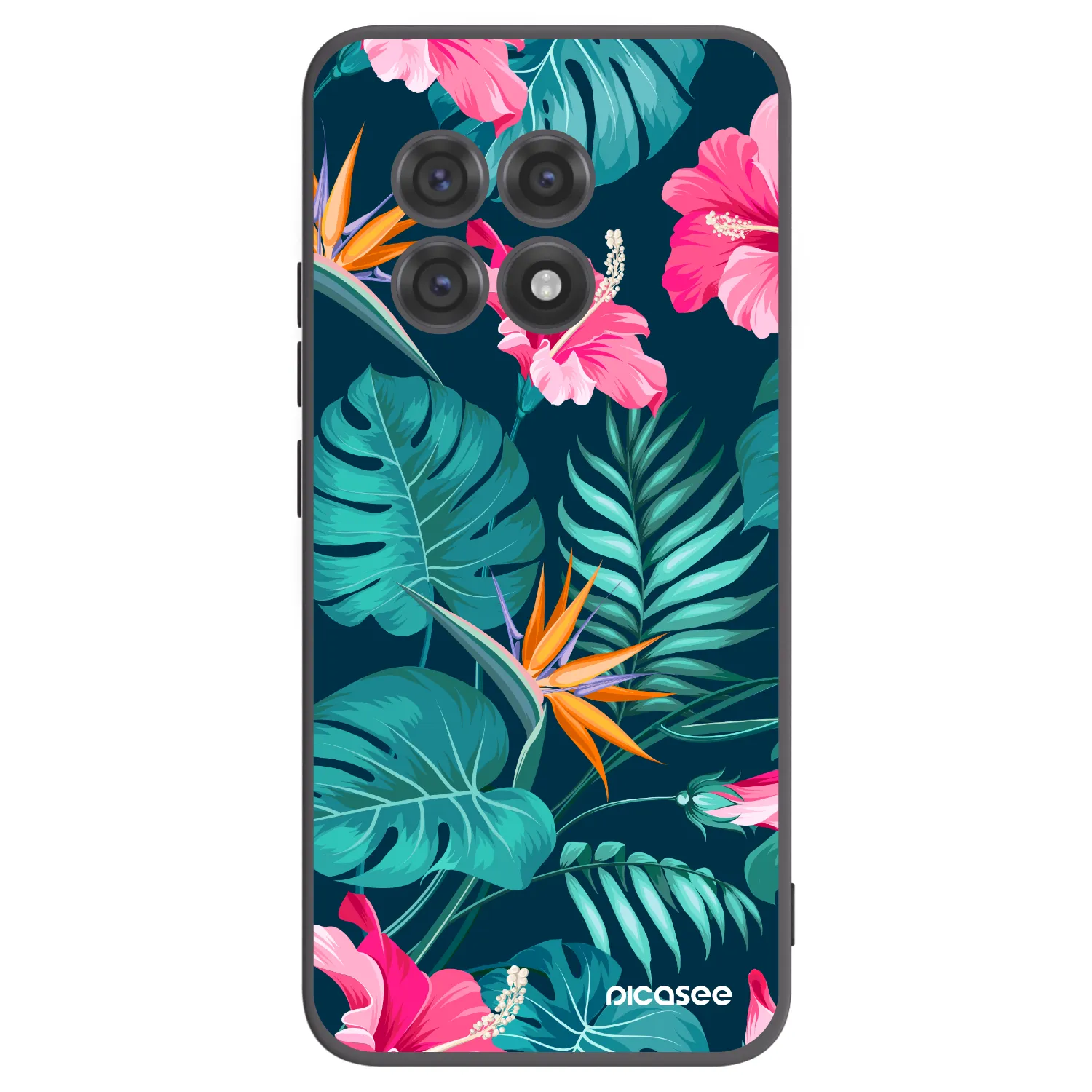 Picasee crna silikonska maskica za OnePlus 13R 5G - Pink Monstera